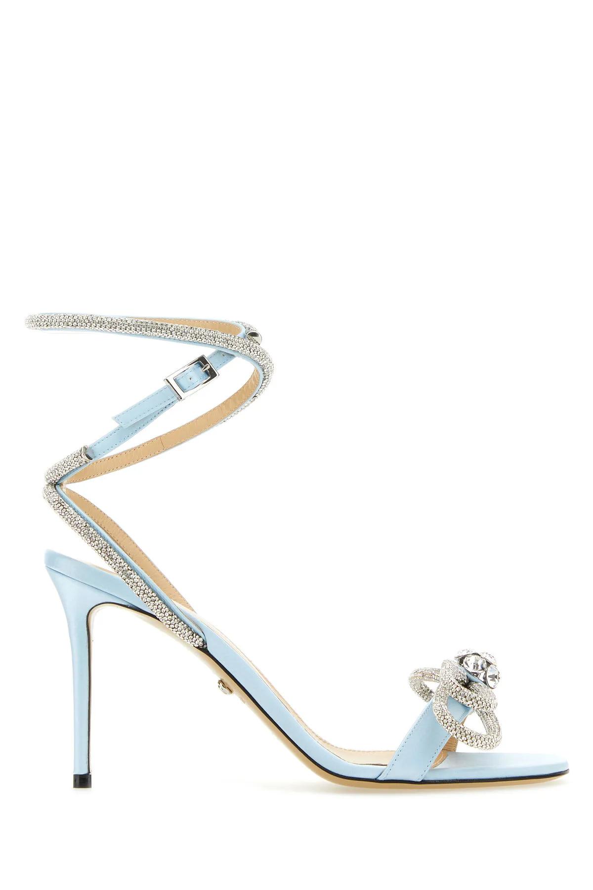 Shop Mach &amp; Mach Lightblue Satin Sandals In Blue