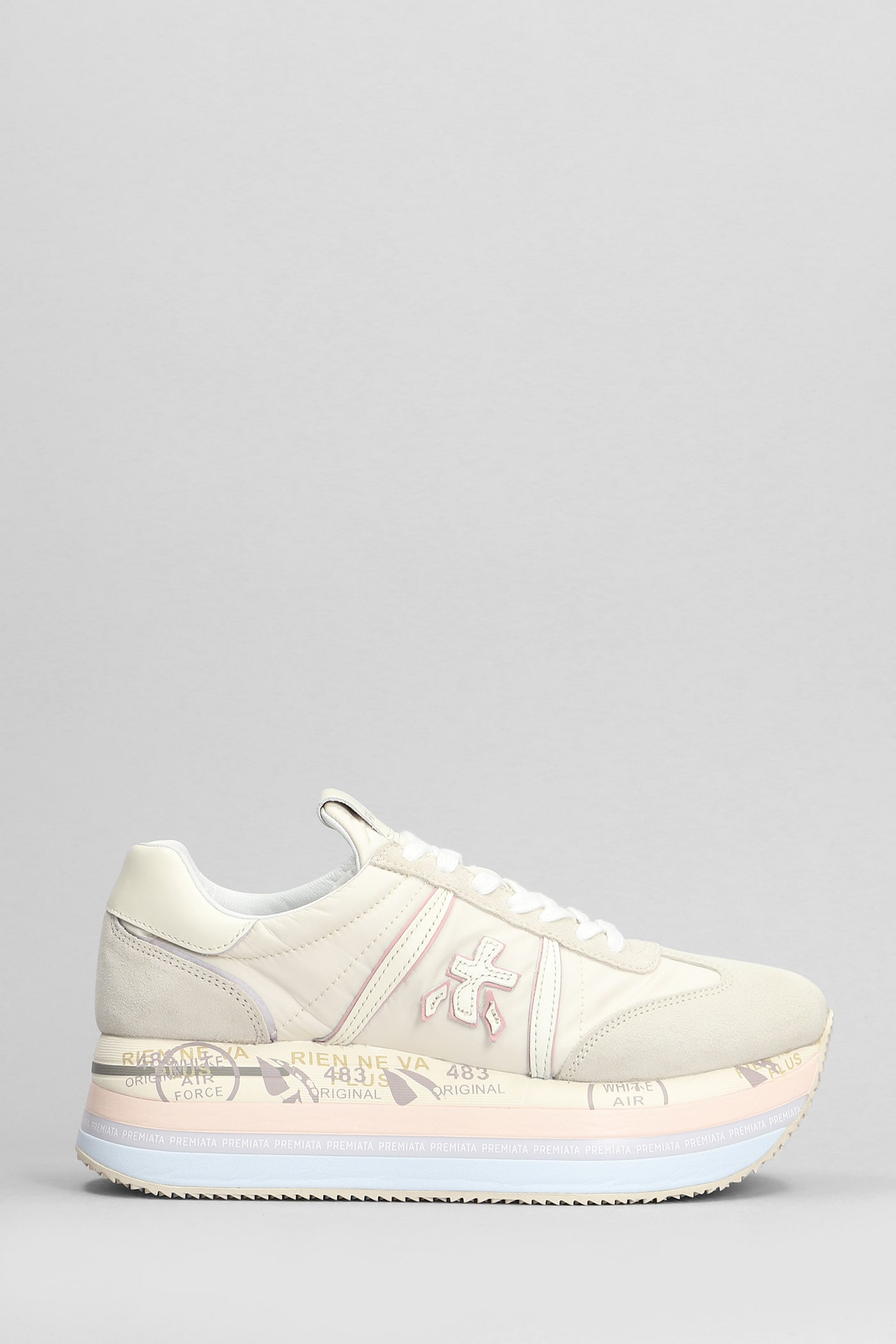 Beth Sneakers In Beige Suede And Fabric