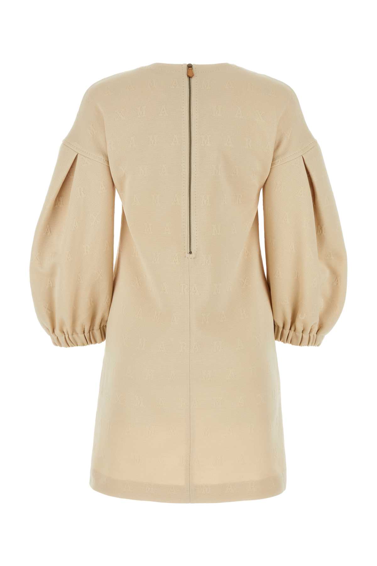 Shop Max Mara Crewneck Puff-sleeved Dress In Avorio