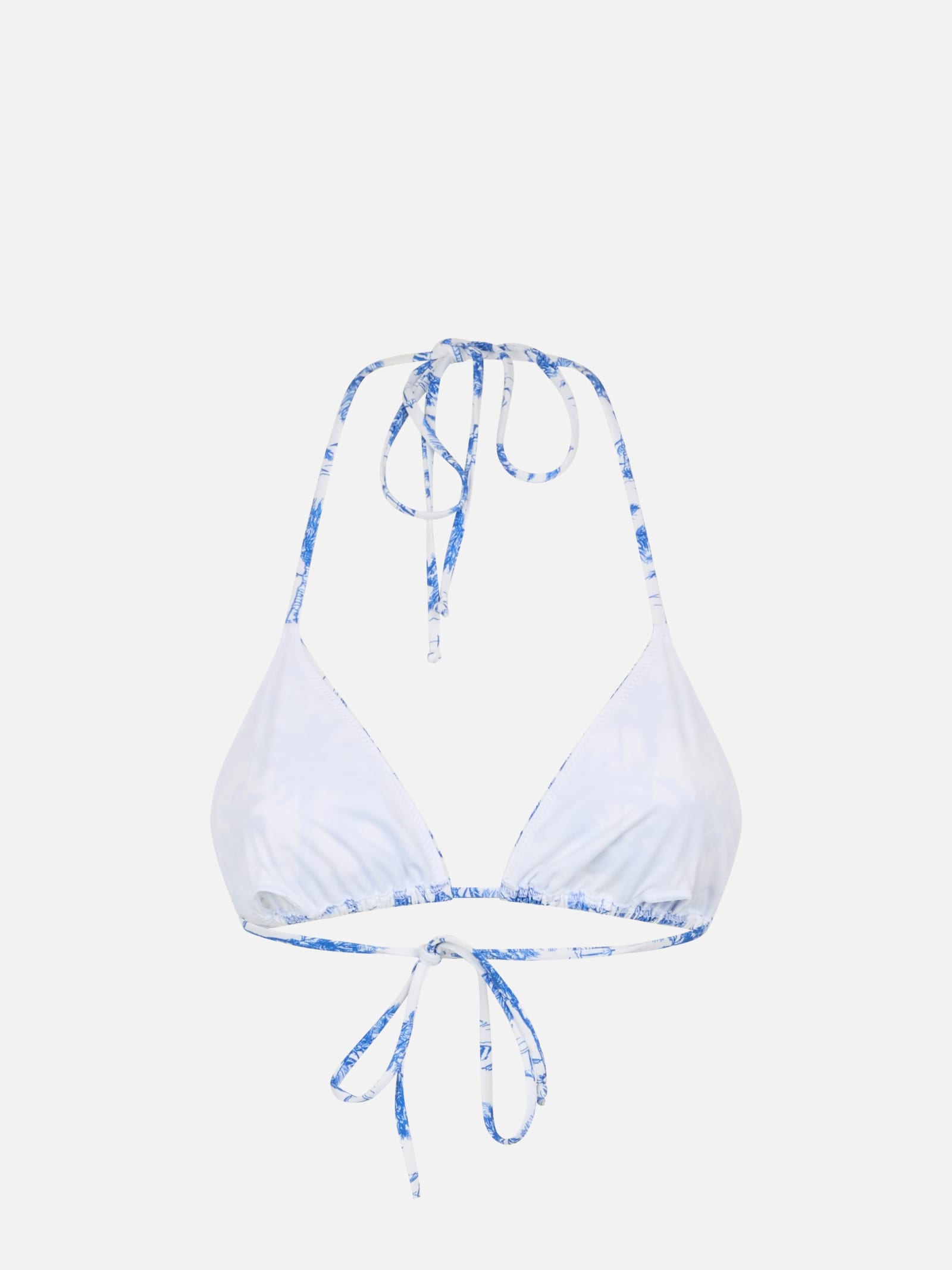 Mc2 Saint Barth Woman Toile De Jouy Triangle Top Swimsuit Leah In White