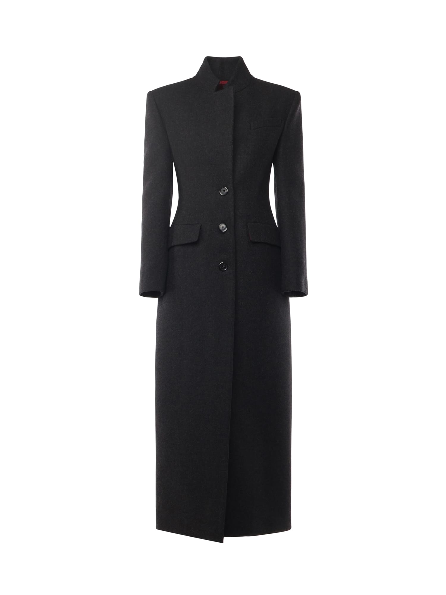 Pinko Tailored Long Coat Notch Lapel In Brown