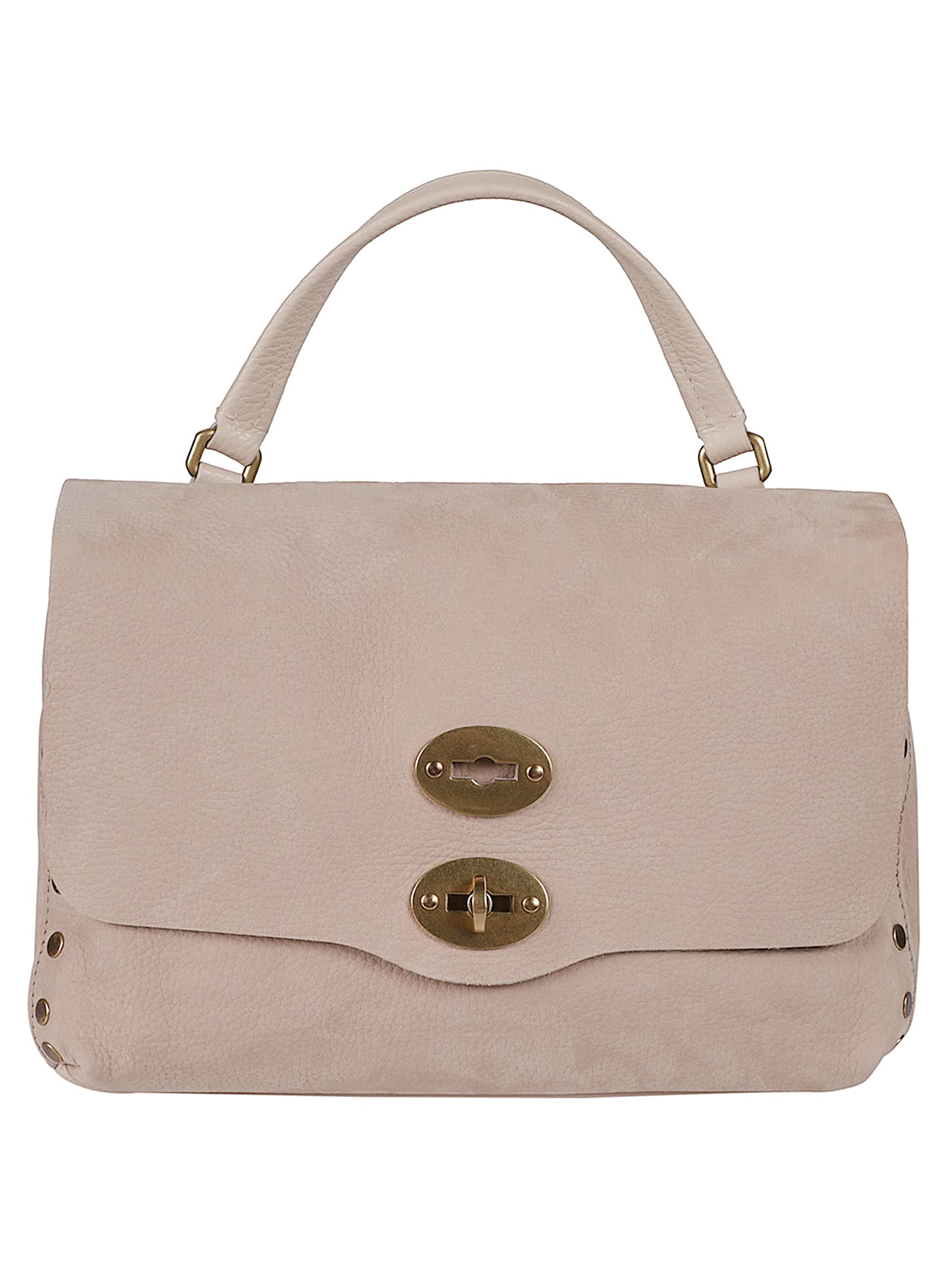 Zanellato Structured Beige-mauve Handbag With Gold Turn-lock Clasp In Neutral