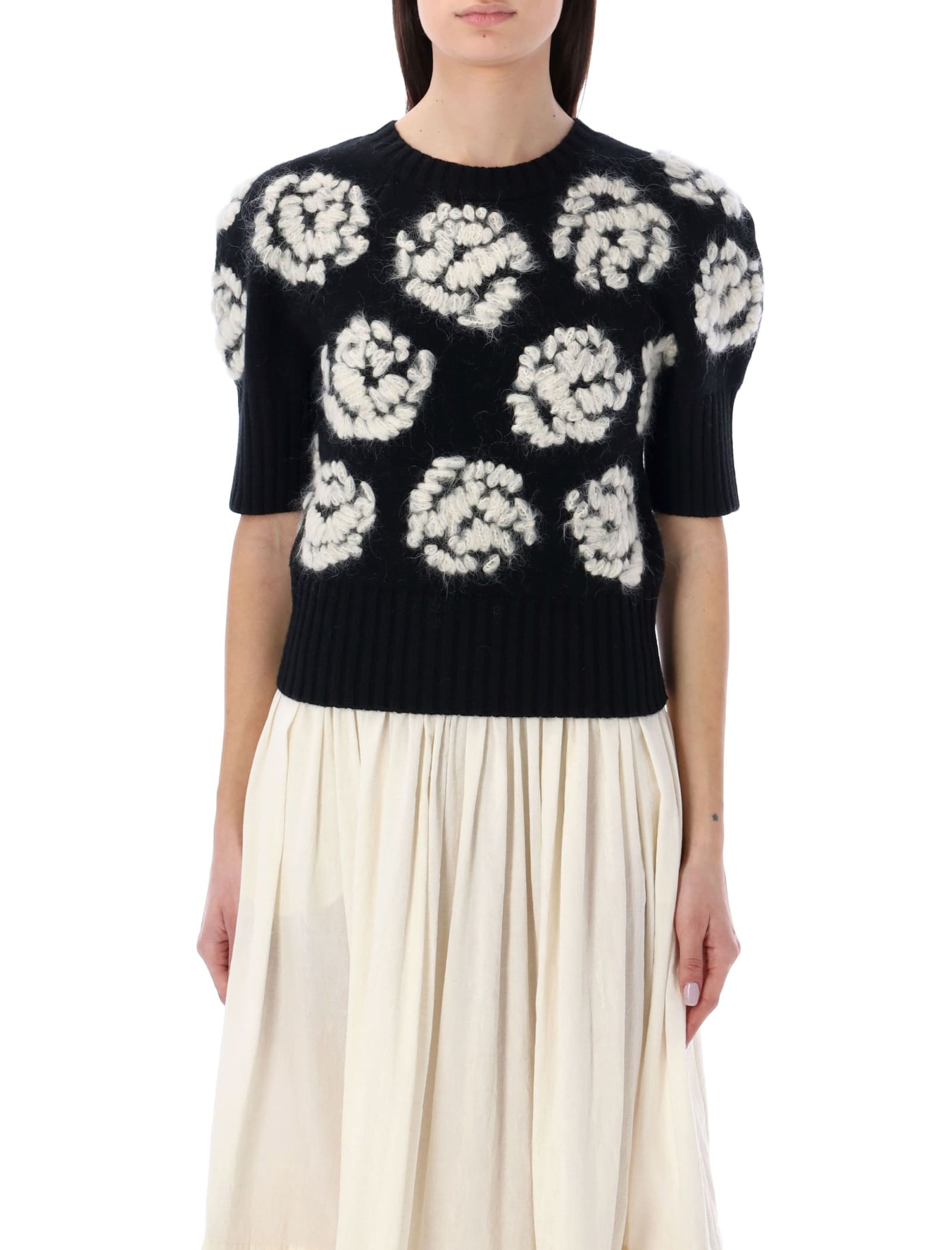 TORY BURCH ROSE-EMBROIDERED SWEATER