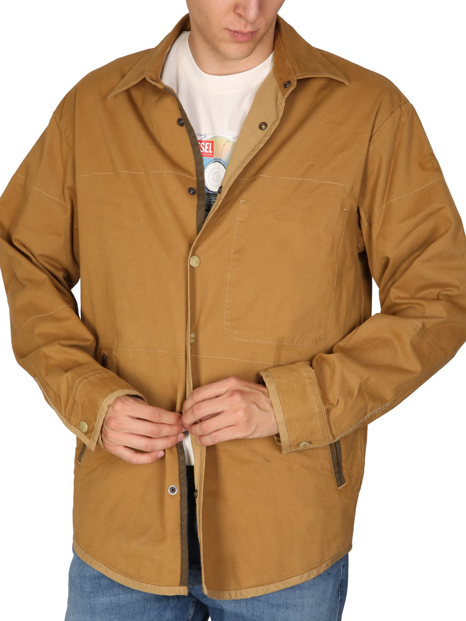 Diesel Cotton Jacket In Brown | ModeSens