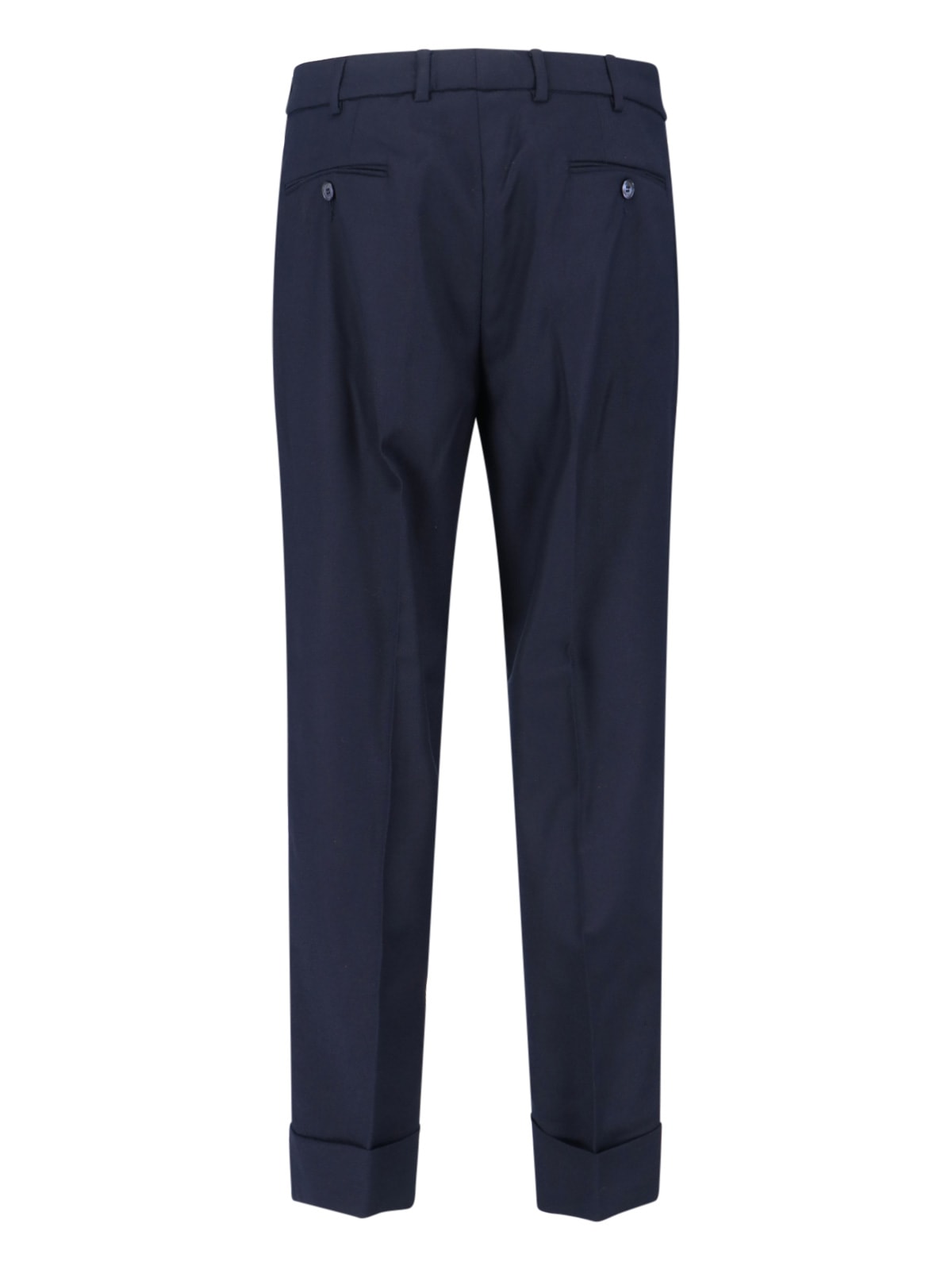 Cruna Navy Mid-rise Straight-leg Trousers With Tailored Finish In Blue