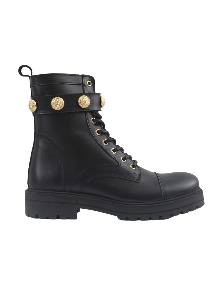 Balmain Medallion Strap Boots In Black