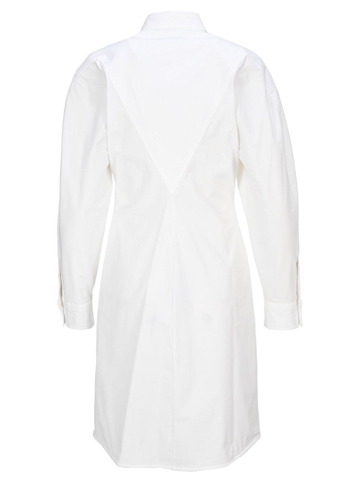 Bottega Veneta Long Sleeved Shirt Dress In White