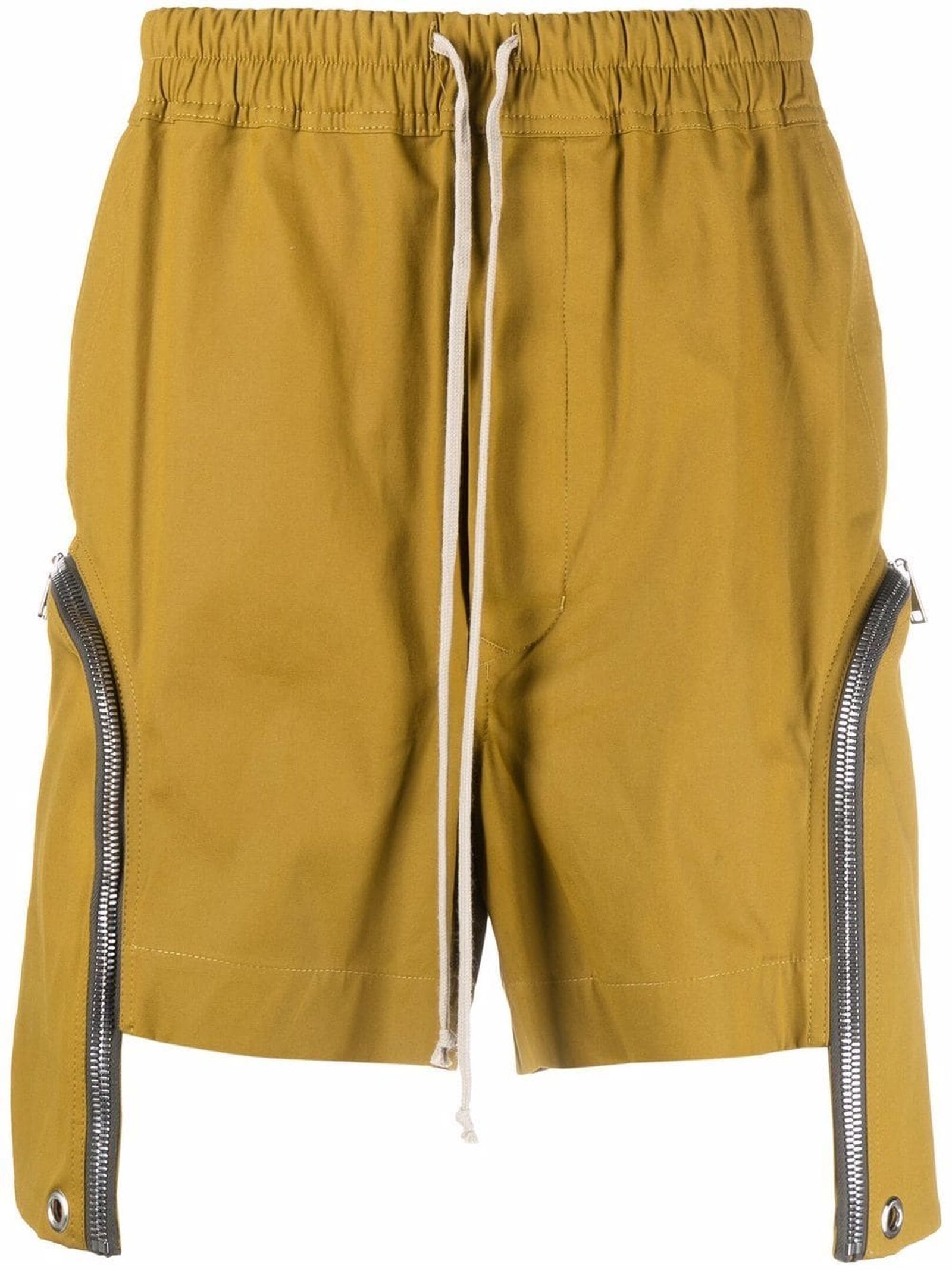 Rick Owens Mustard-tone Cotton Shorts