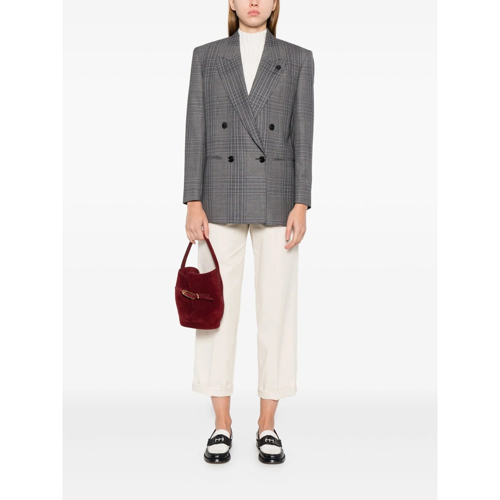 Lardini Double-breasted Checked Blazer In Gray