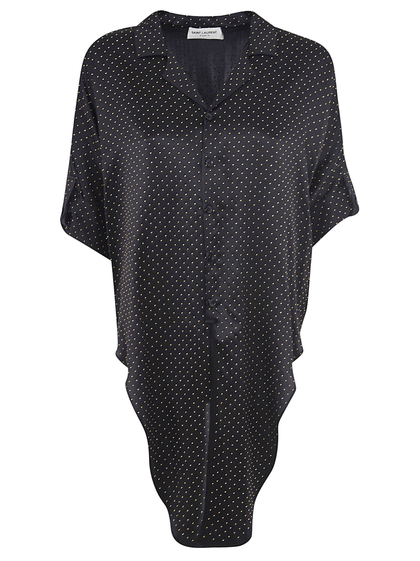 Saint Laurent Dotted Buttoned Blouse In Black