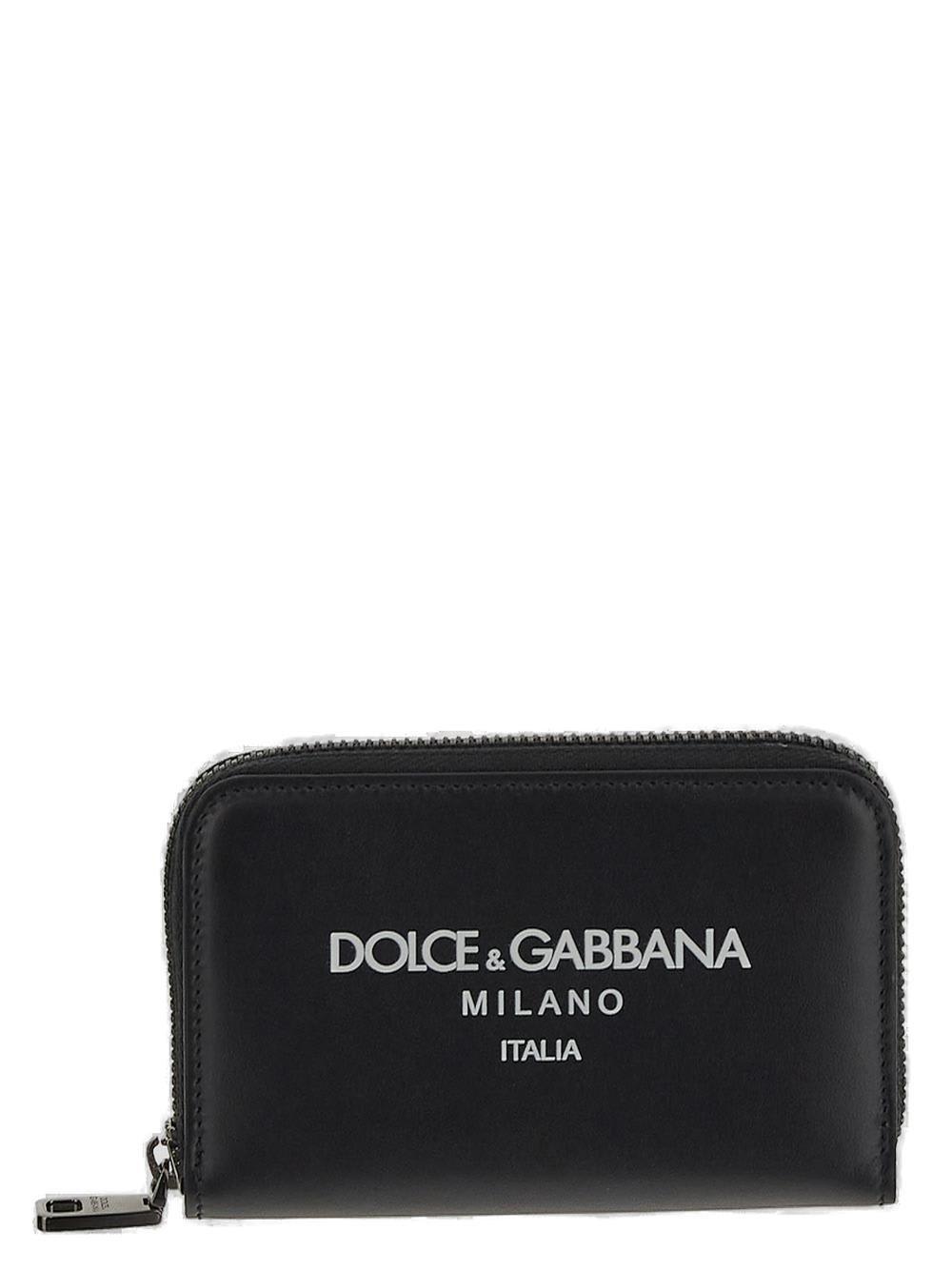 Shop Dolce & Gabbana Logo Printed Zipped Wallet