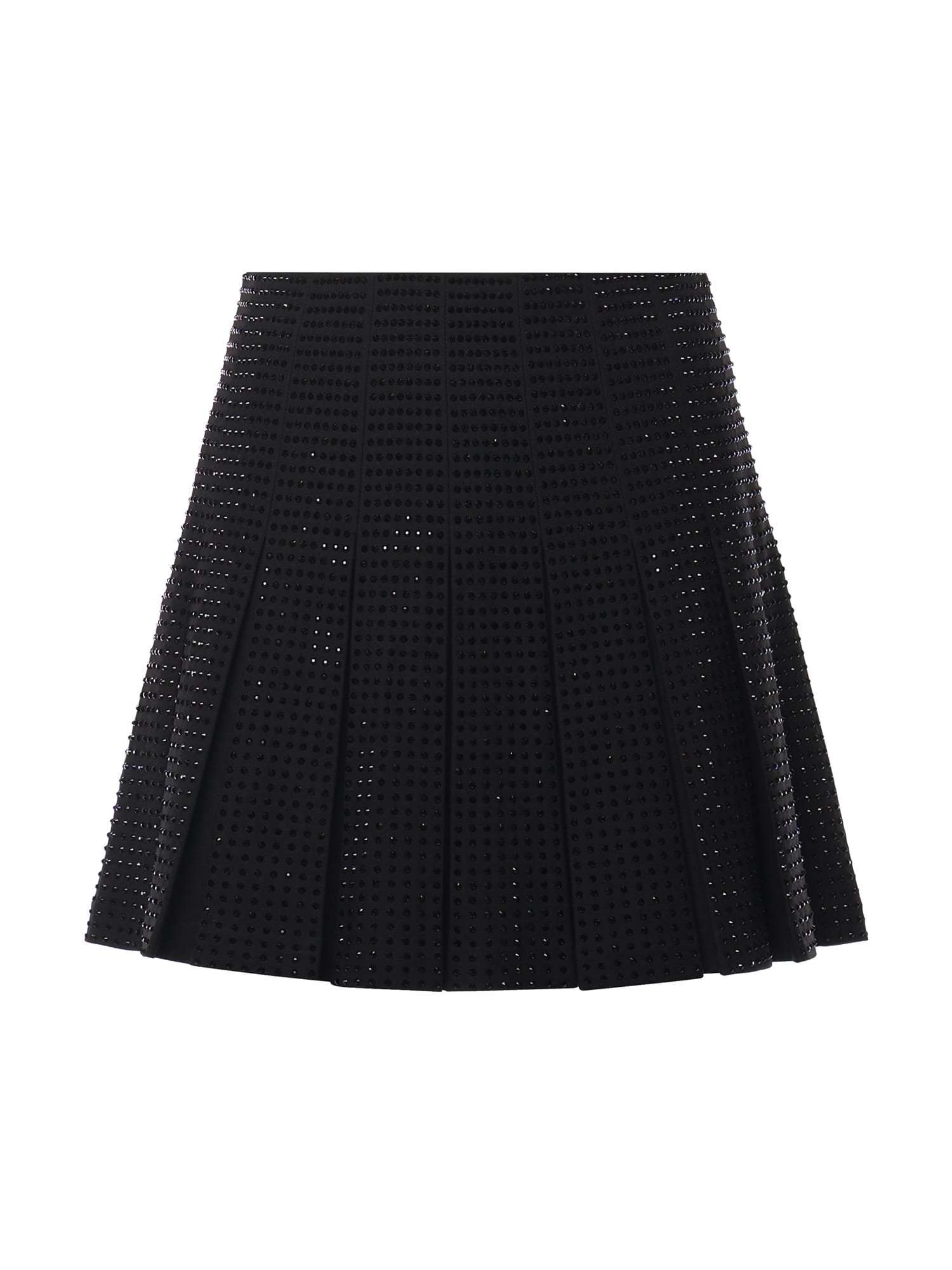 Pinko Mini Skirt With Rhinestones In Black
