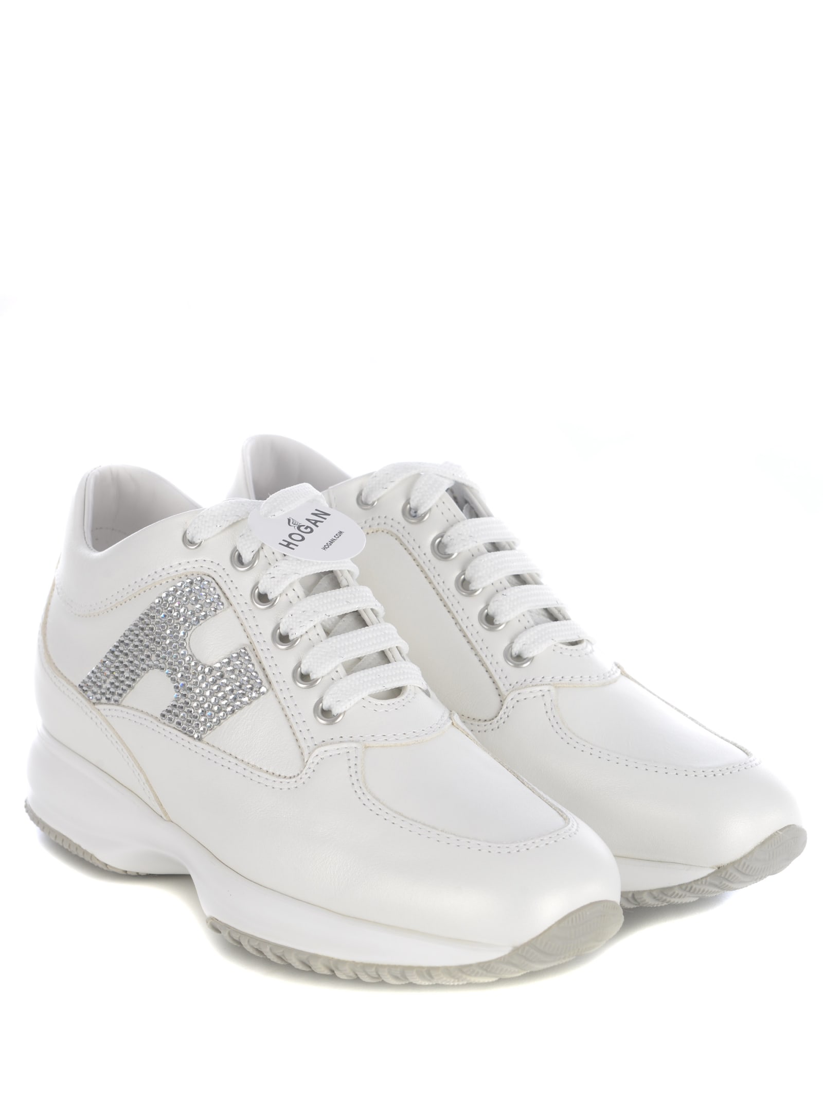 Shop Hogan Sneakers  Interactive In Leather In Bianco