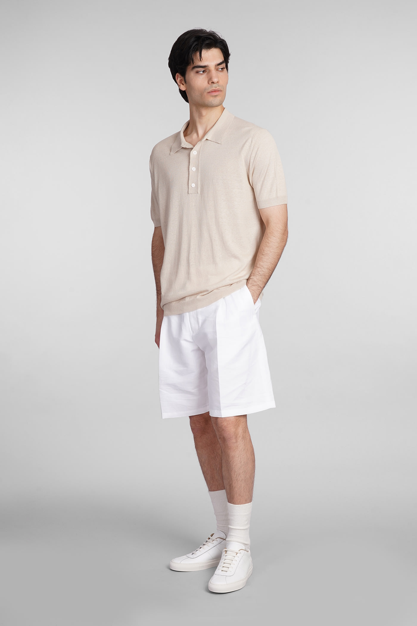 Shop Low Brand Tokyo Shorts In White Linen