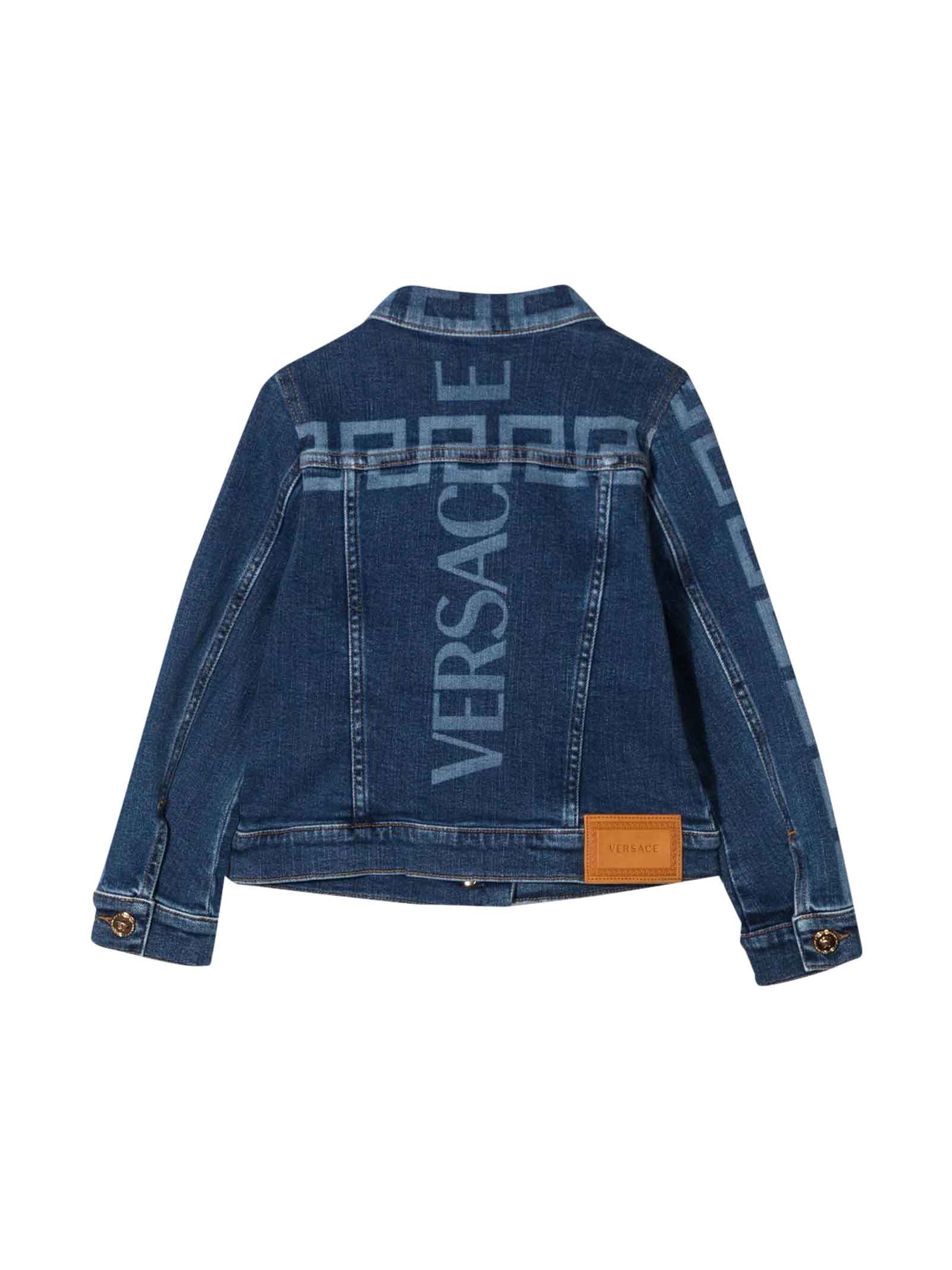 Shop Versace Blue Denim Jacket Kids