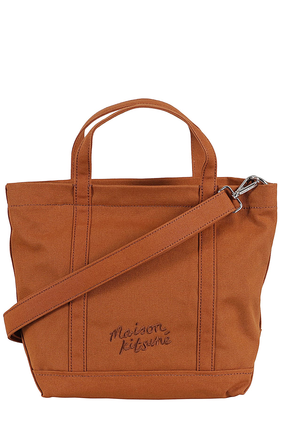 Shop Maison Kitsuné Fox Head Small Tote In Fawn Brown