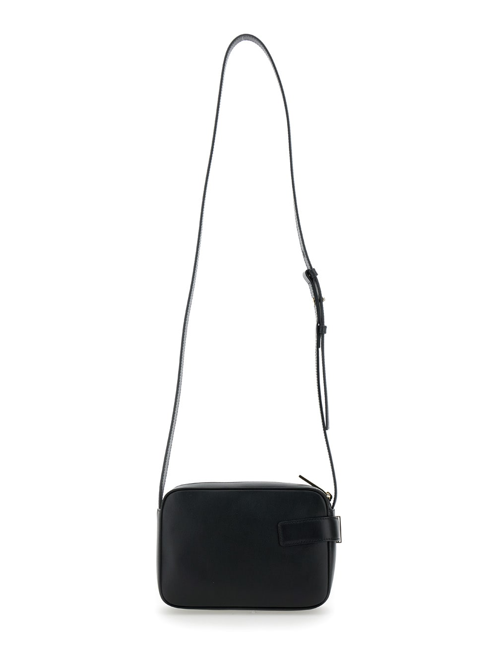 Shop Ferragamo Camera Case S Black Crossbody Bag With Gancini Buckle In Leather Woman In Nero