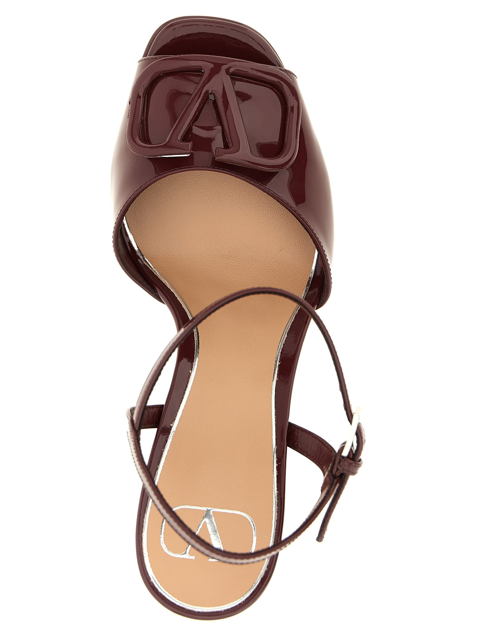 Valentino Garavani Vlogo Signature Sandals In Burgundy