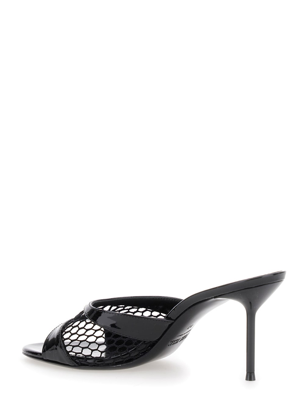 Paris Texas Black Mule With Mesh Design And Stiletto Heel In Leather Woman In Black