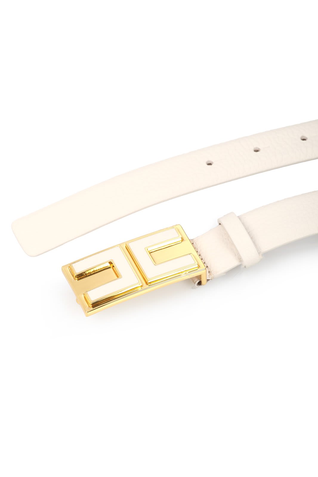 Shop Elisabetta Franchi Logo Plaque Belt In Burro