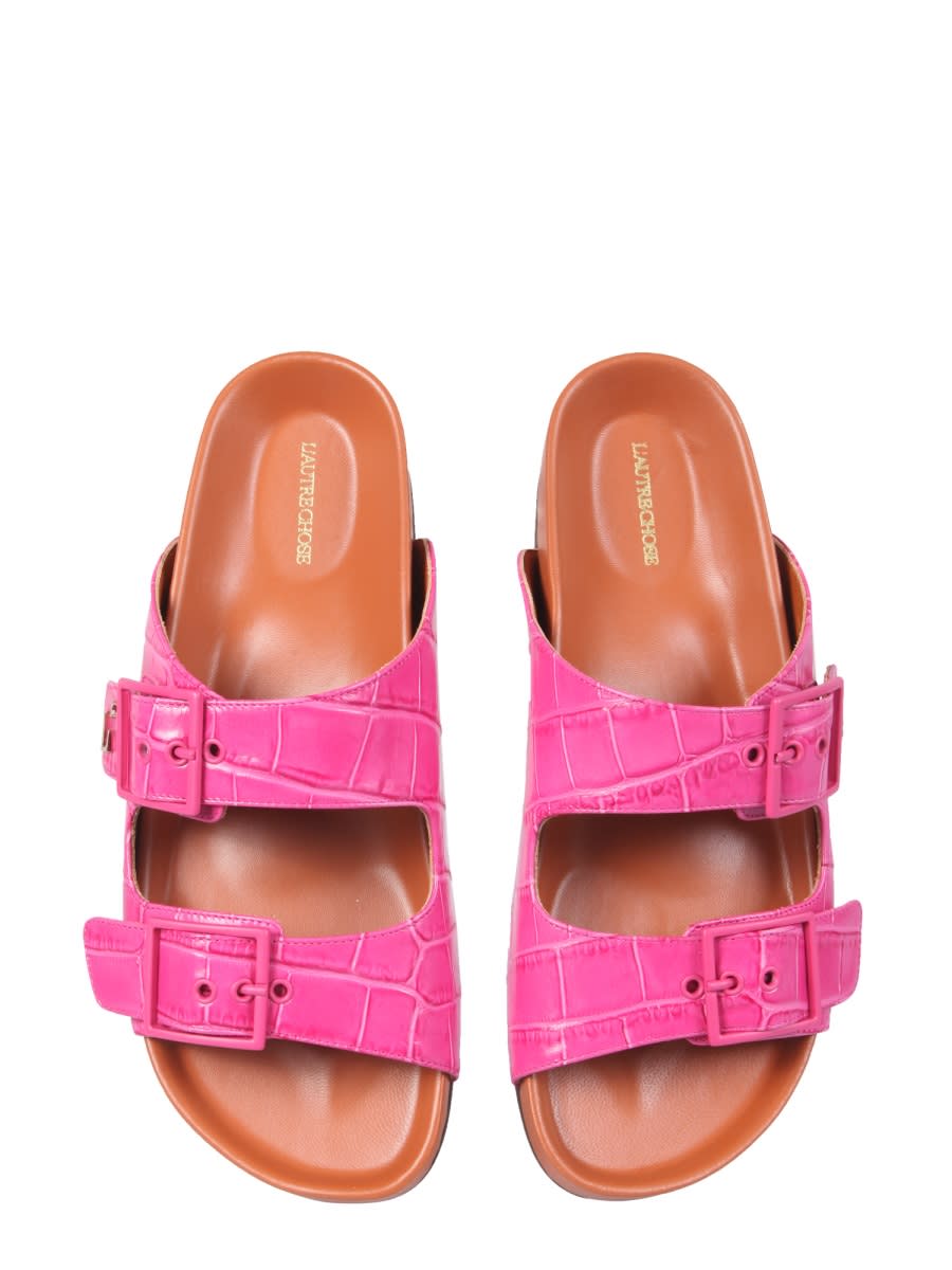 Shop L'autre Chose Sandals With Coconut Print Leather In Fuchsia