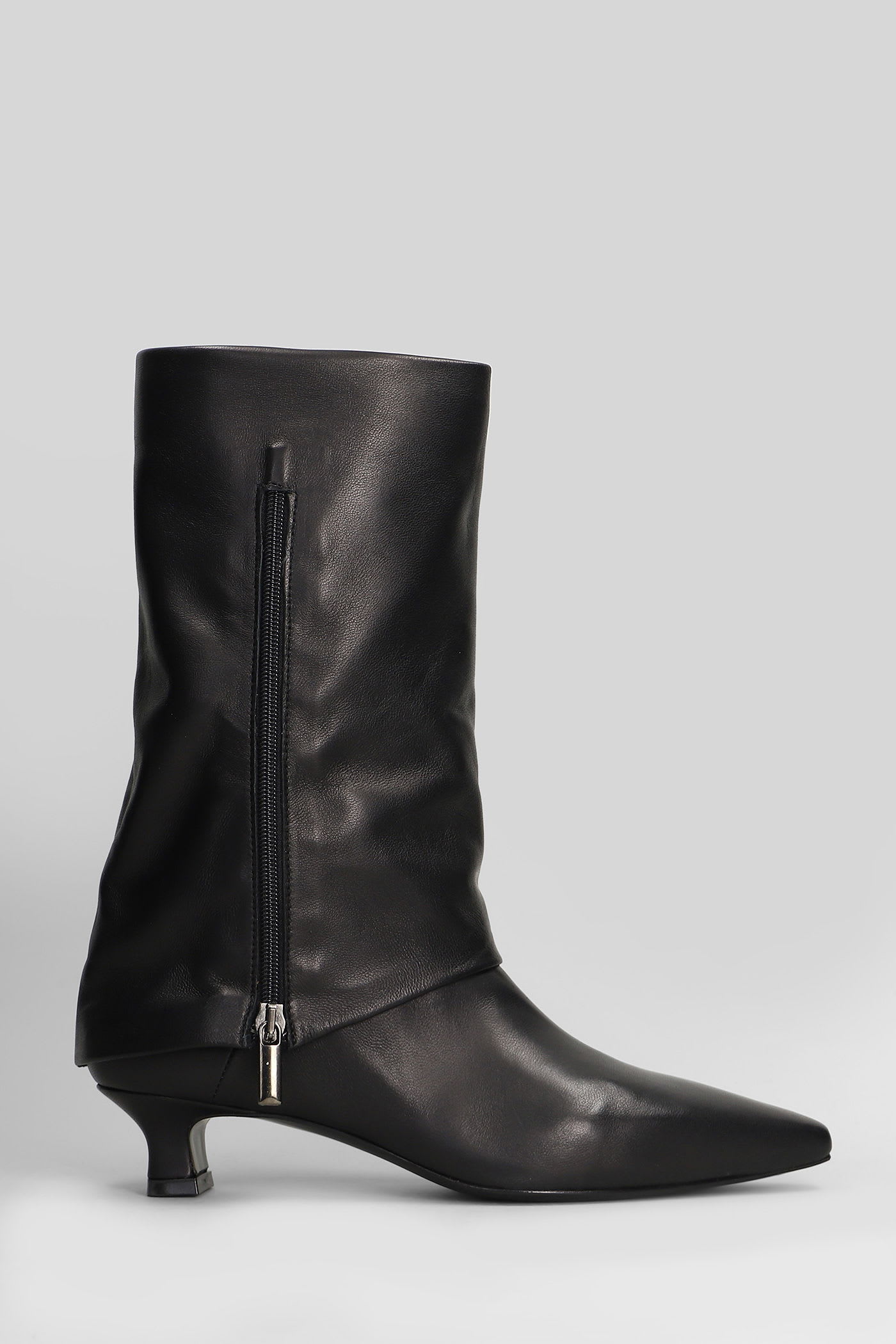 The Seller Low Heels Ankle Boots In Black Leather In Black