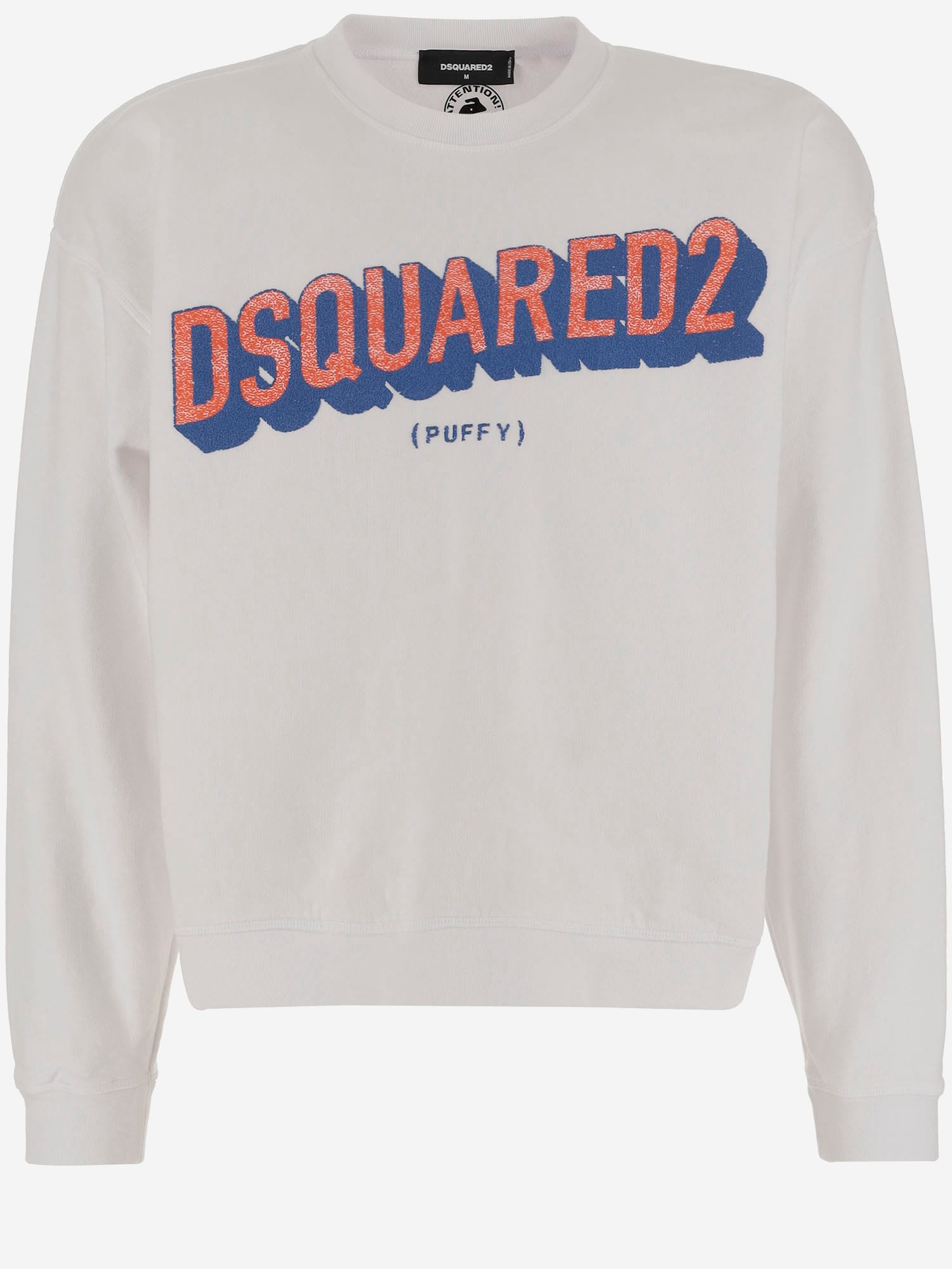 Dsquared2 Cotton Crew Neck Sweatshirt With Bold Front Logo In White