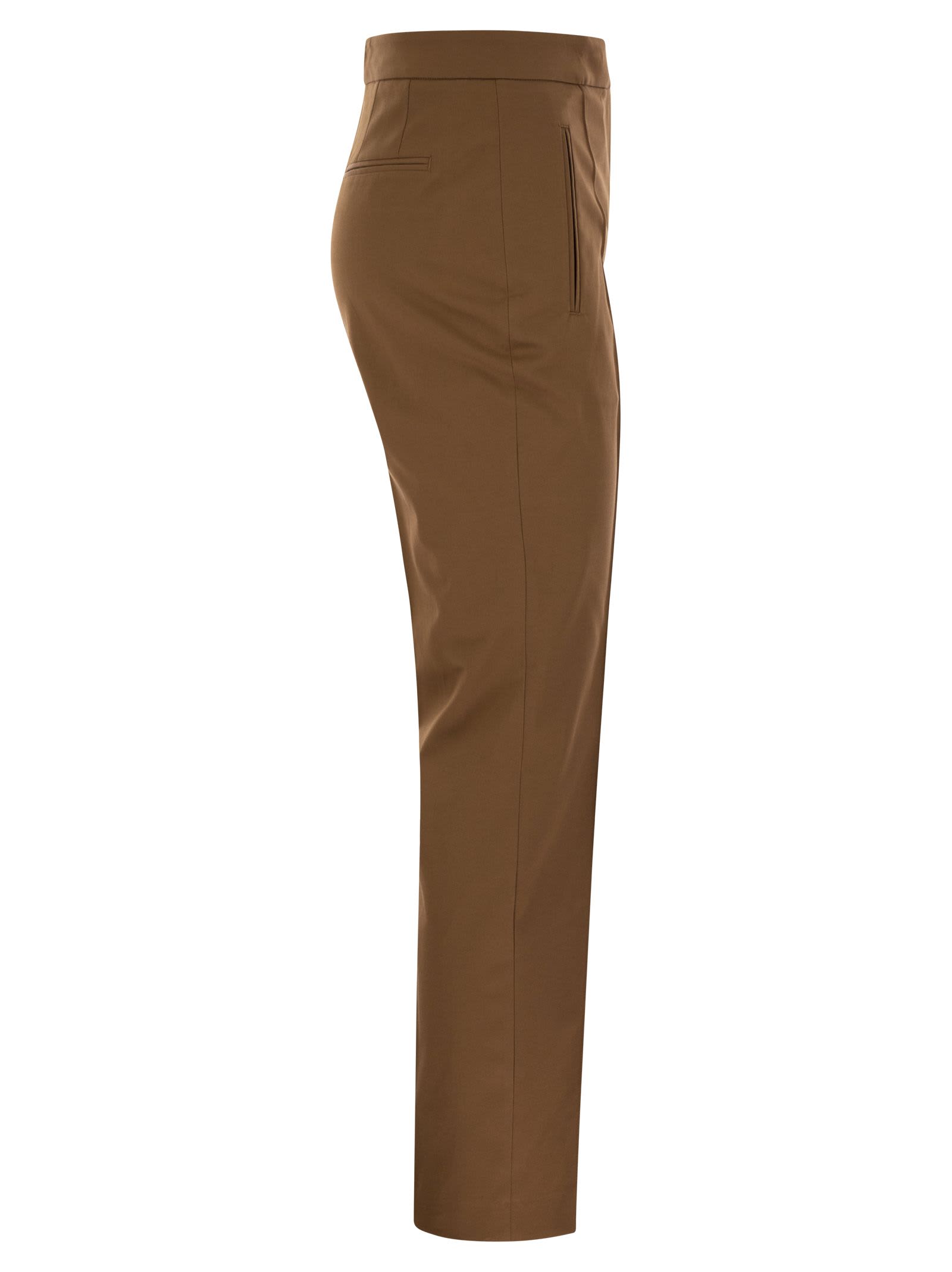 Shop Pt01 Frida - Cotton And Silk Trousers With Pleat In Brown