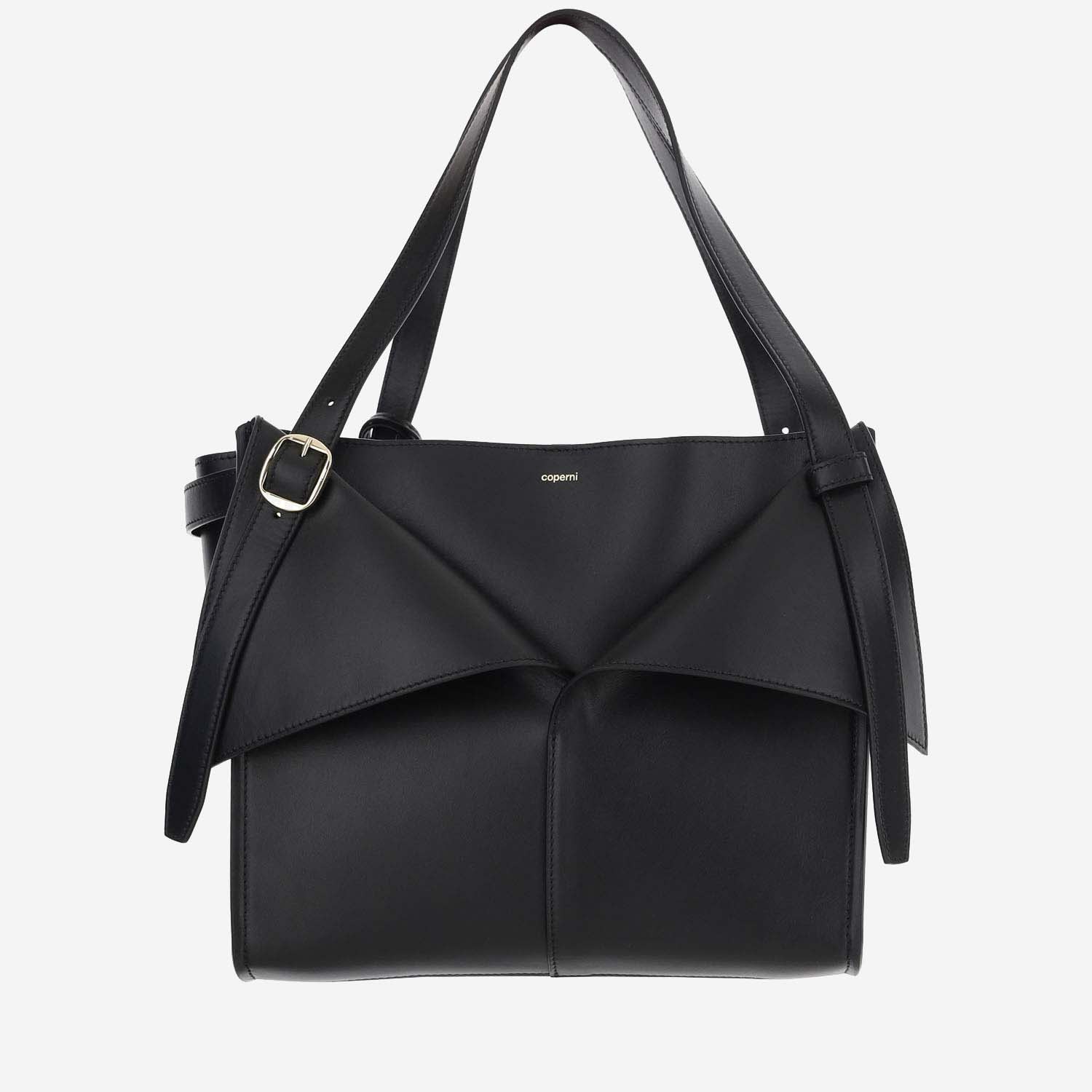 Shop Coperni Cabas Leather Handbag In Black