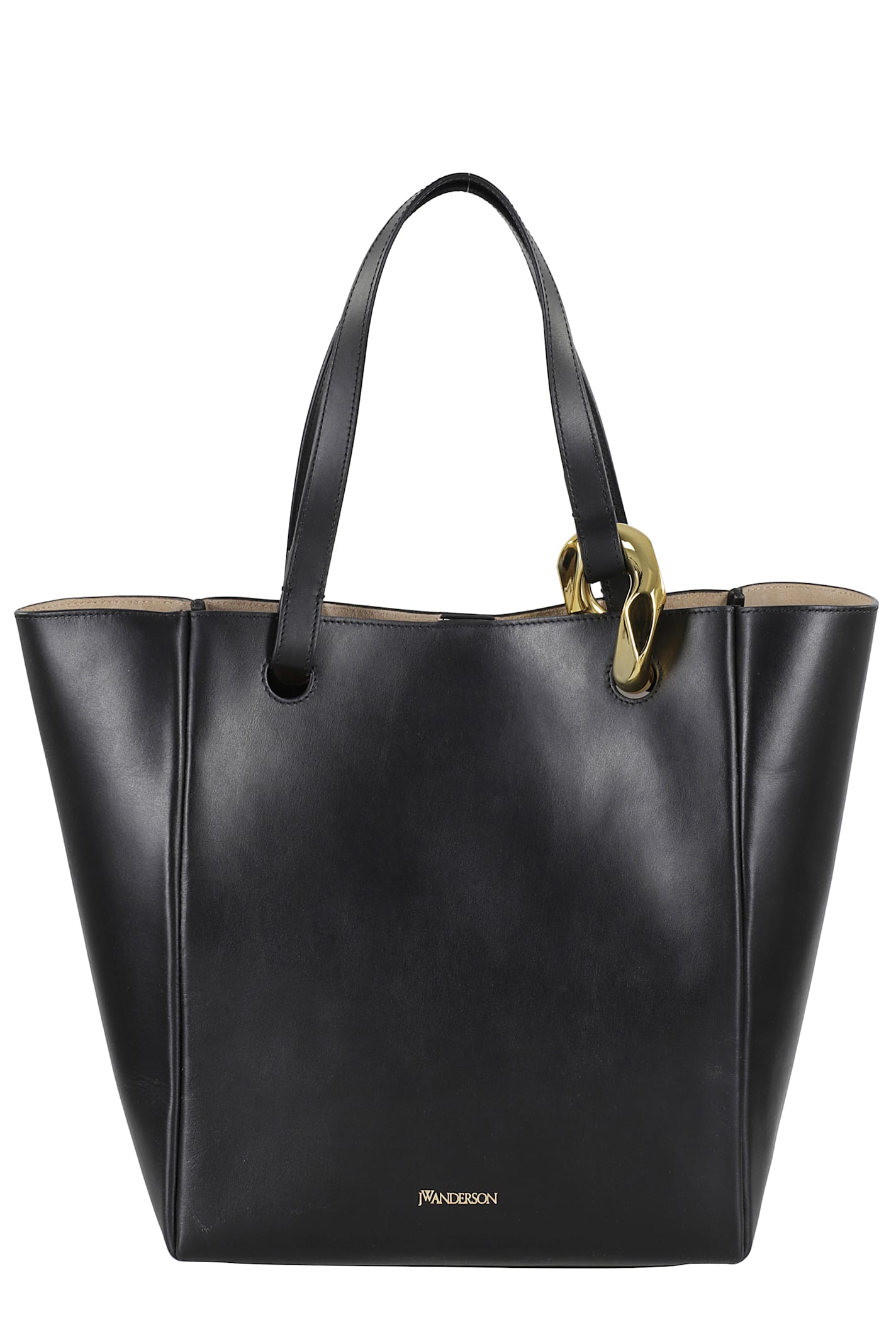 Jw Anderson Black Leather Jwa Corner Shopping Bag In Black