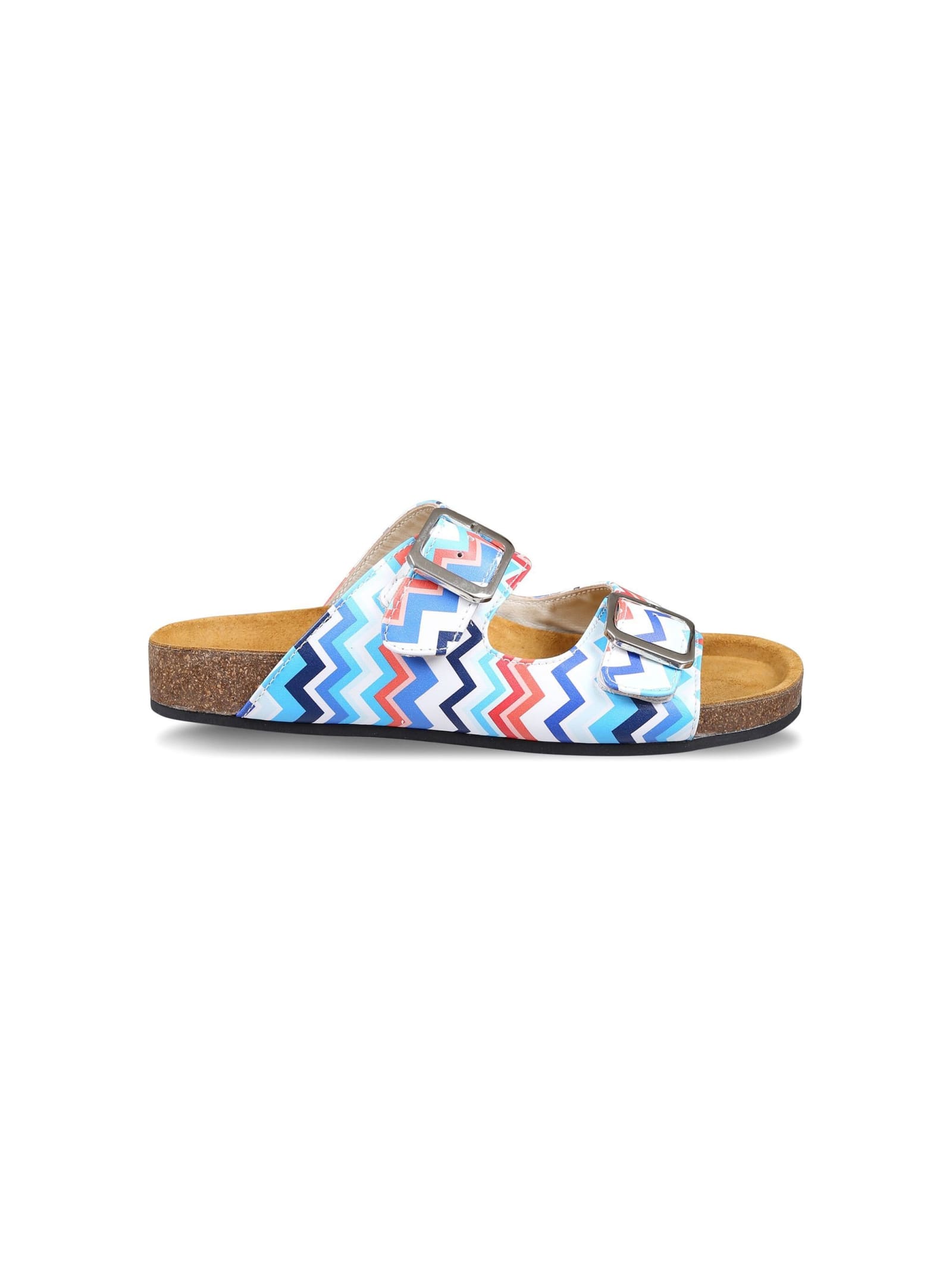 Shop Missoni Sandals With Logo And Chevron Pattern In Blue