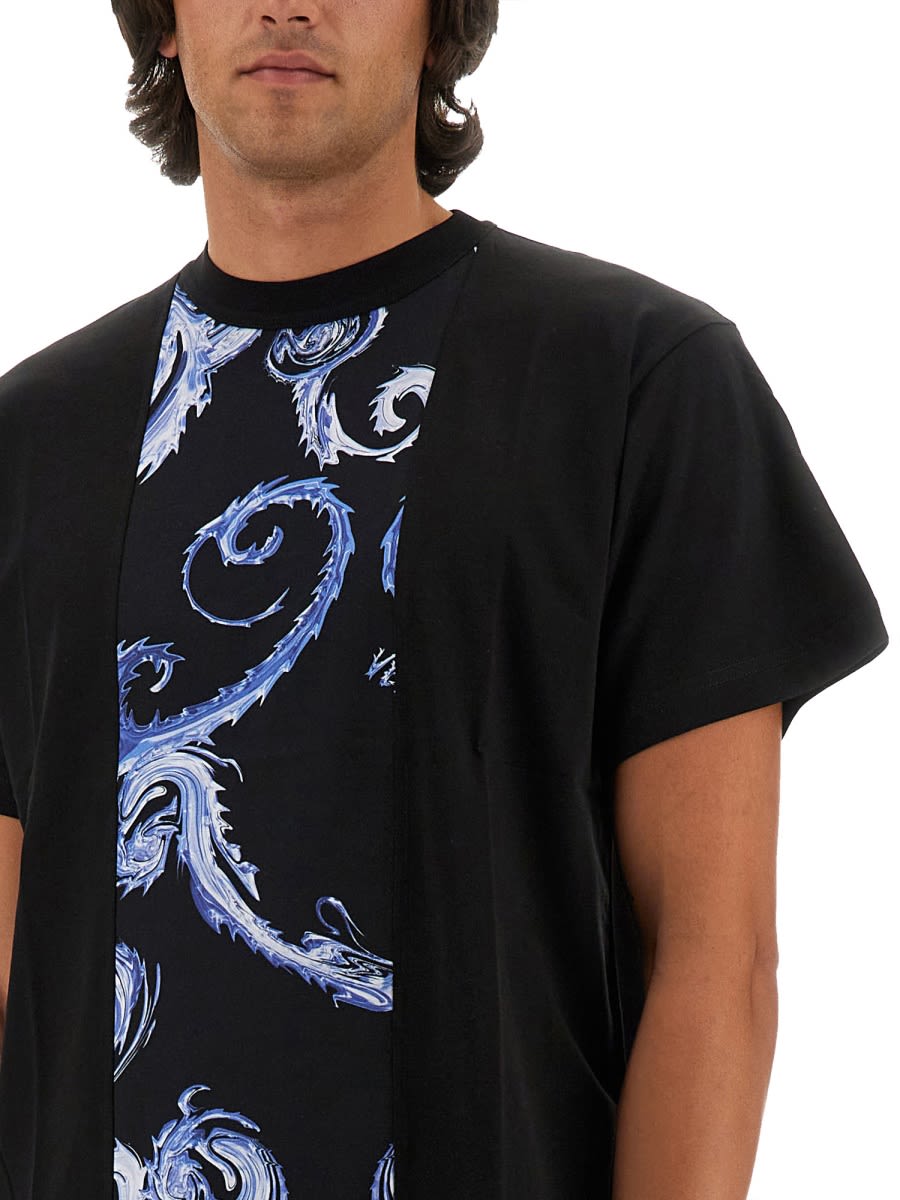 Shop Versace Jeans Couture T-shirt With Logo In Black
