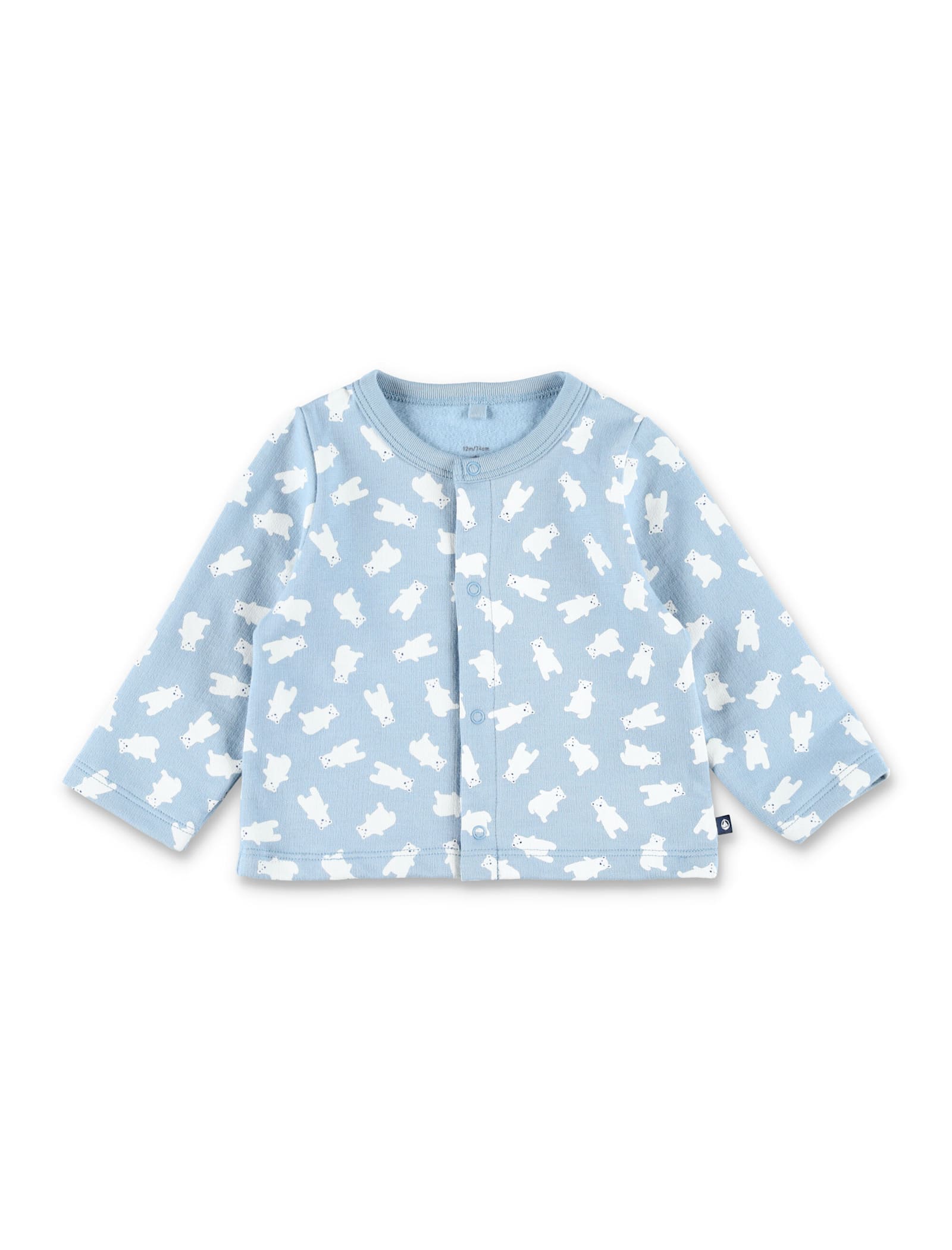 Petit Bateau Baby Fleece Set With Bear Print And Embroidered Collar In Blue