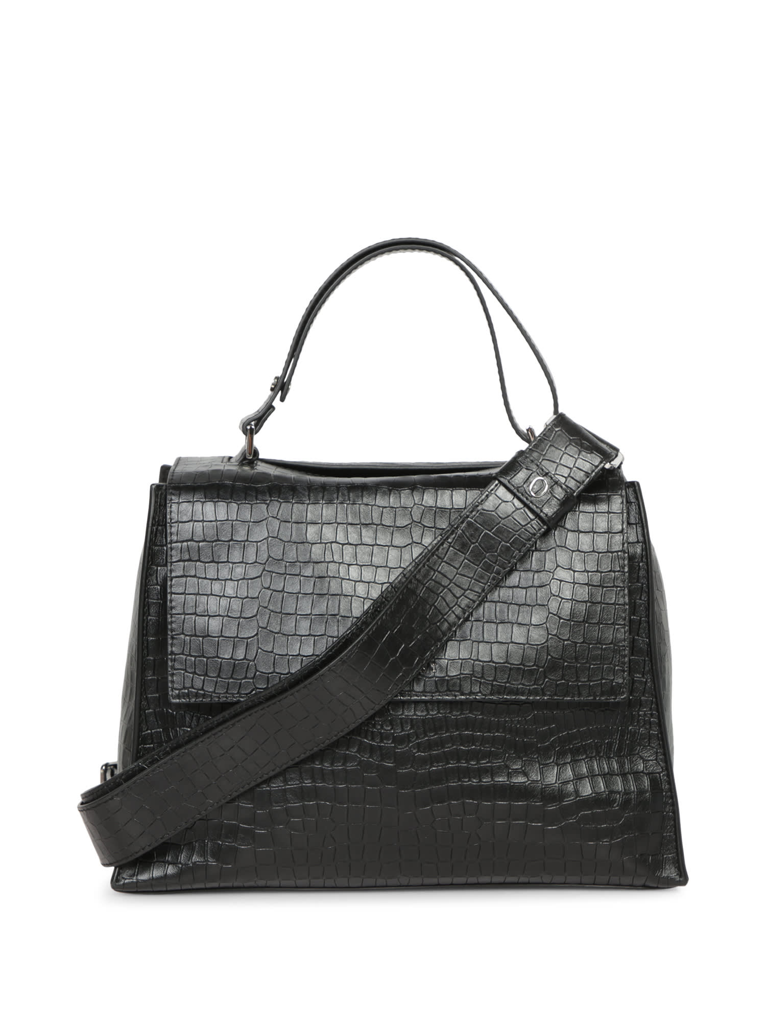 Sveva Crocodile Black Bag