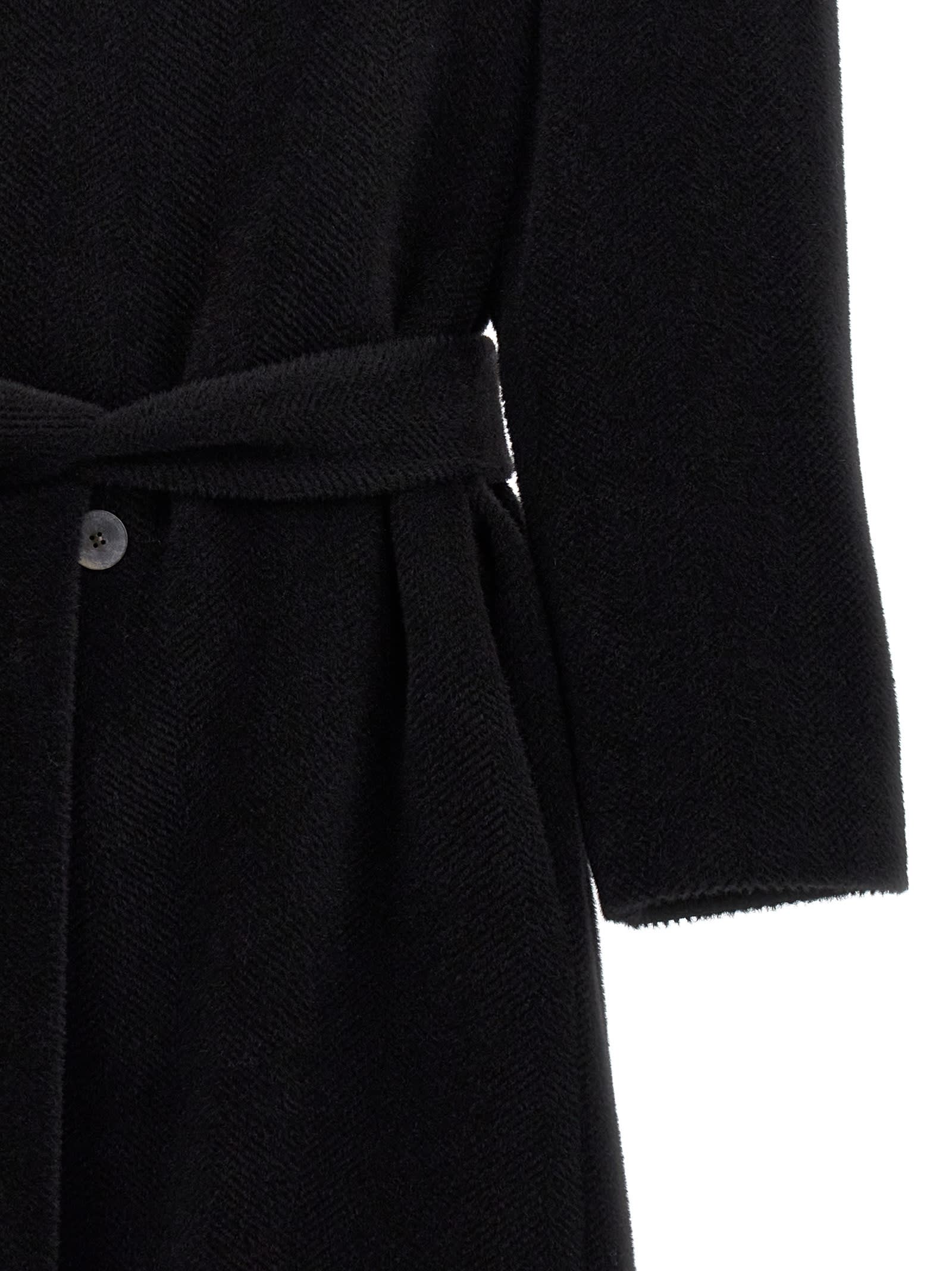 Shop Fear Of God Lapelless Coat In Black