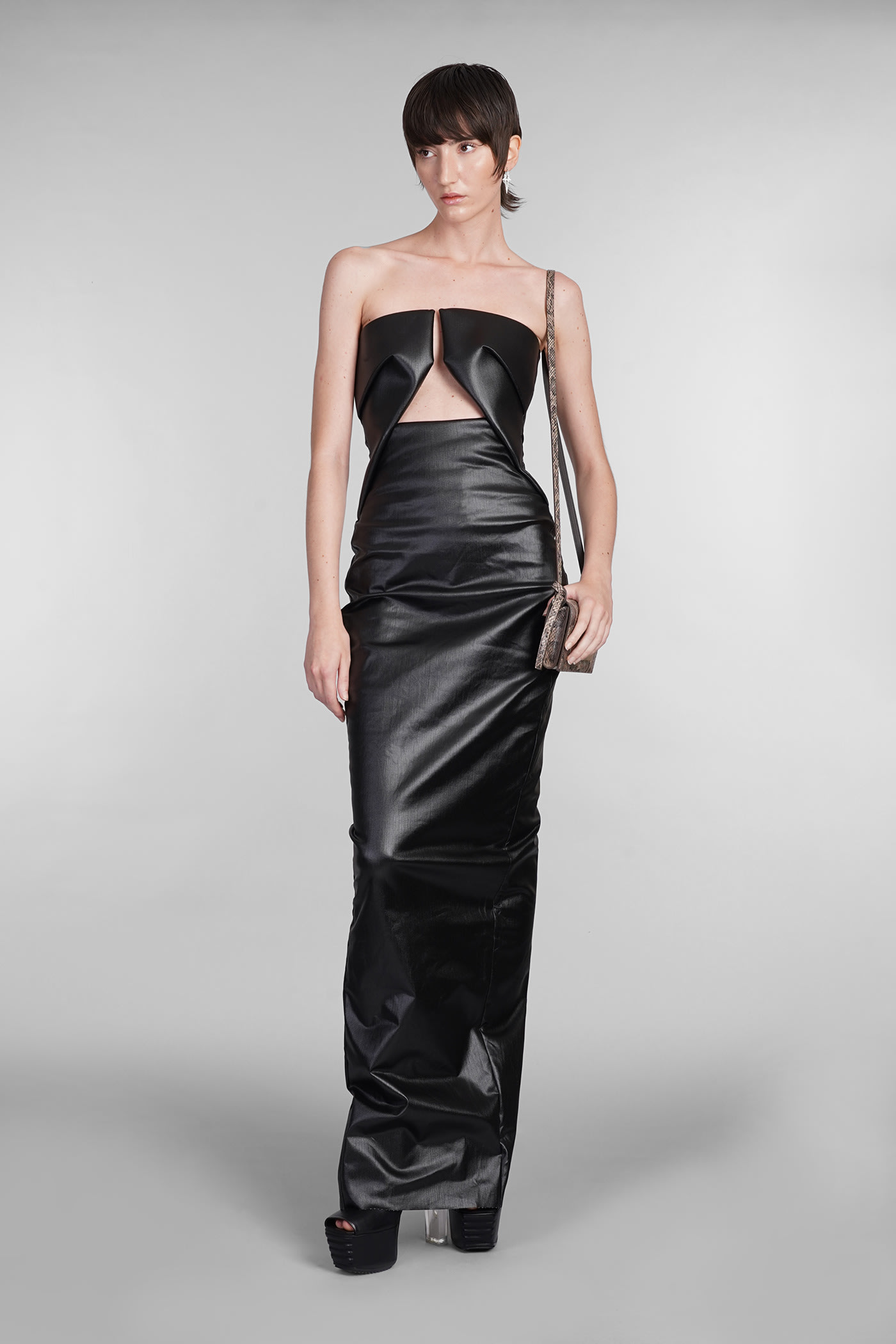 Shop Rick Owens Prong Gown Dress In Black Cotton