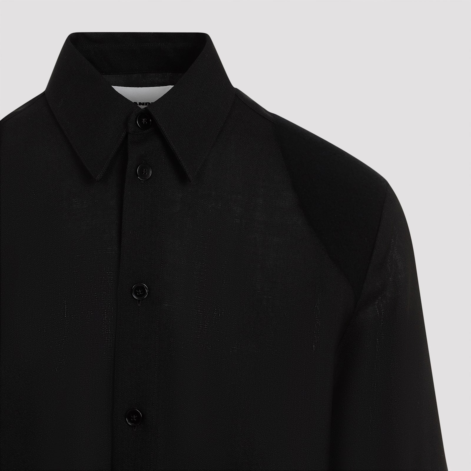 Jil Sander Wool Coat With Long Sleeves And Curved Hem In Black