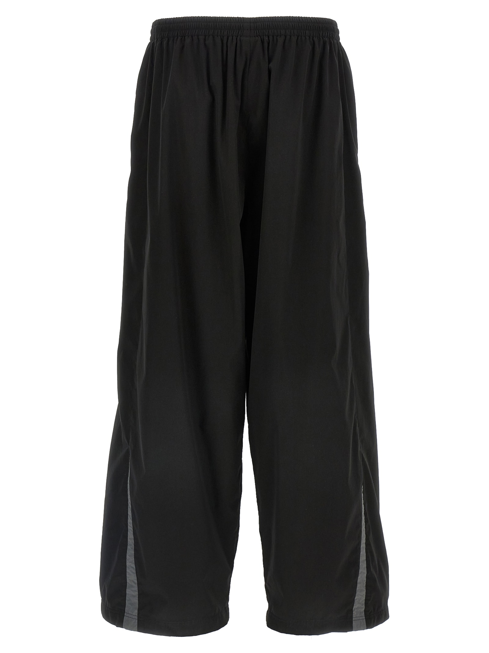 Balenciaga Men Black Oversized Tracksuit Pants With Contrasting Yokes In Tech Fabric Man In Black
