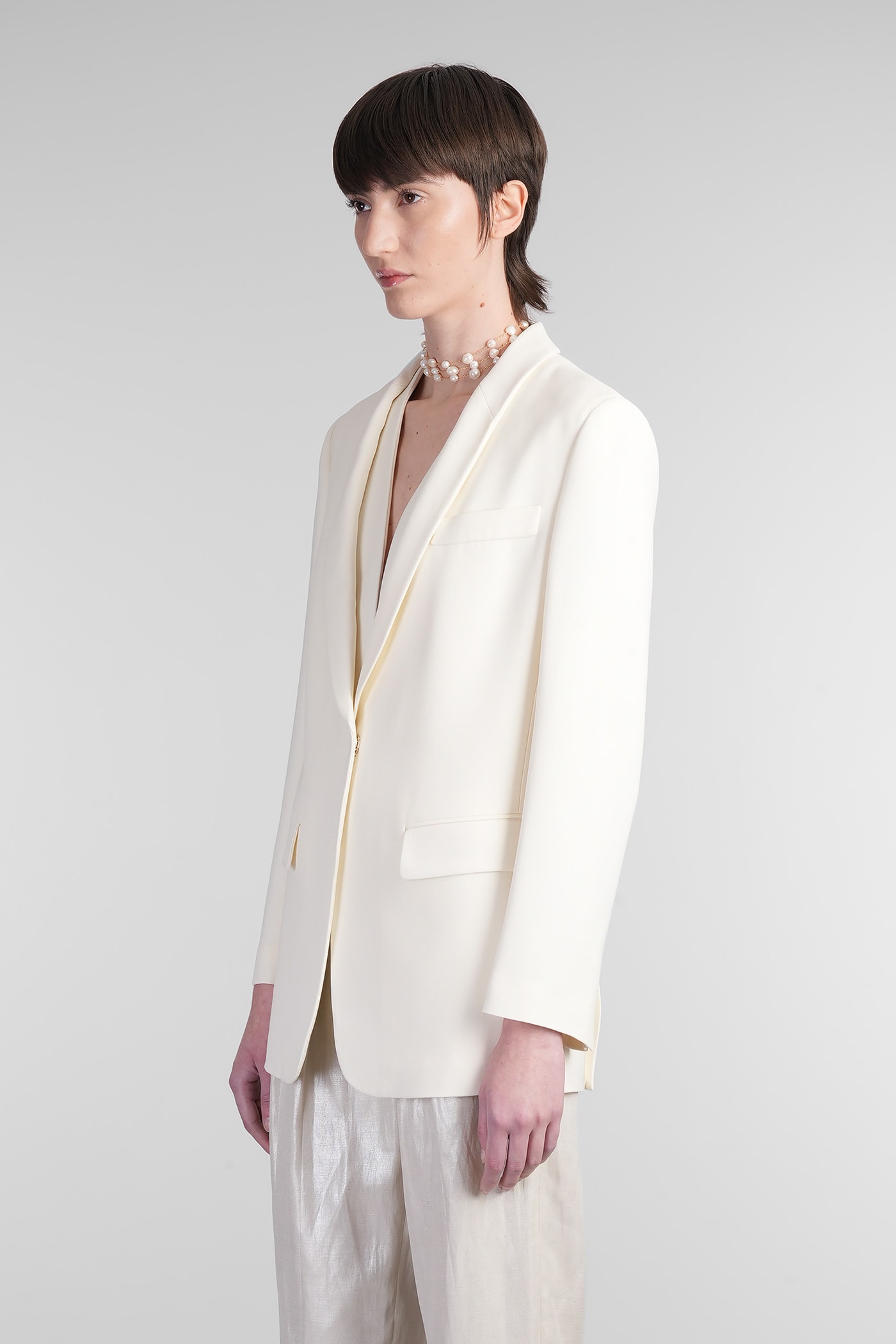 Shop Giorgio Armani Blazer In Beige Silk