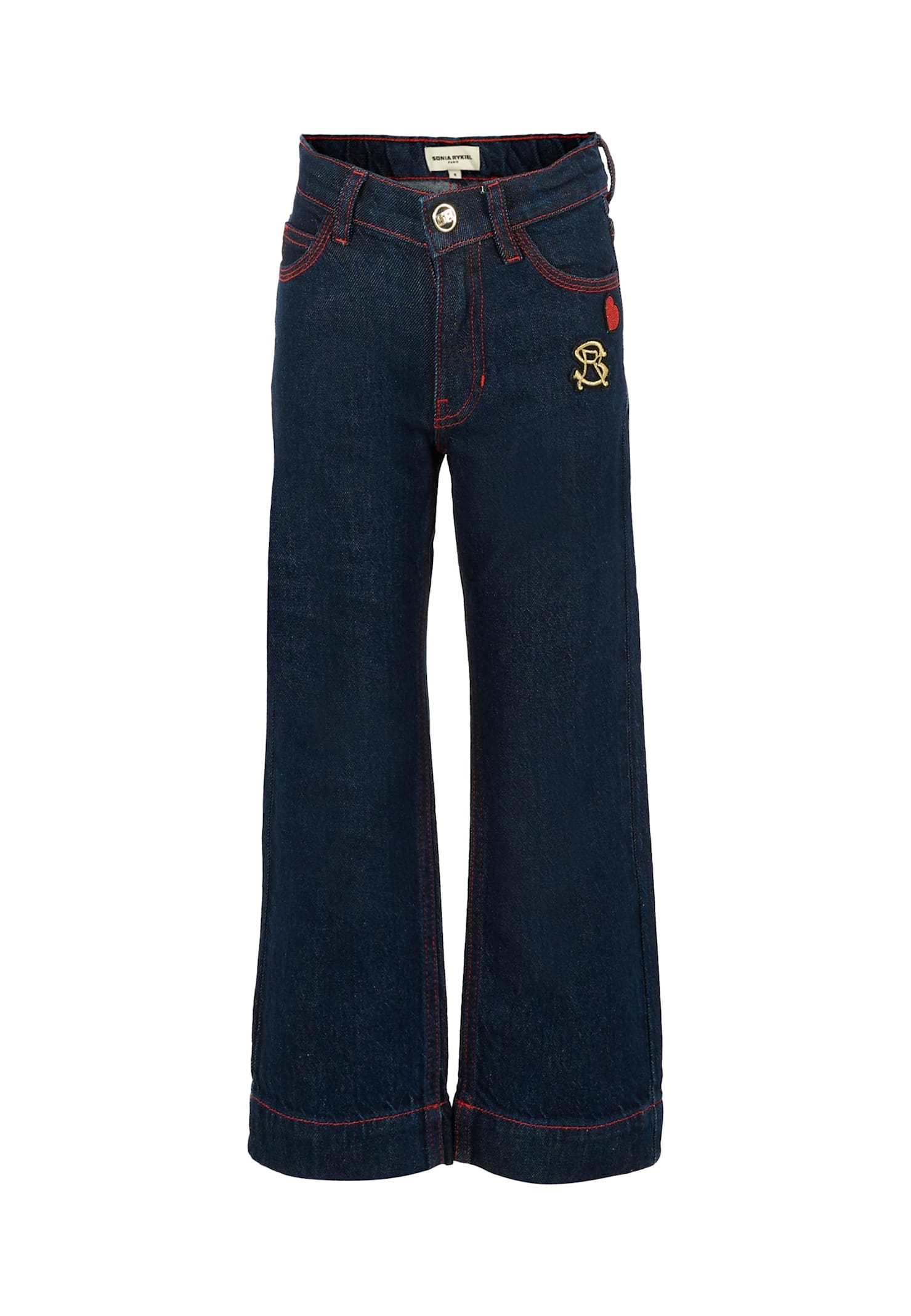 Rykiel Enfant Denim Jeans For Girl With Logo In Blue