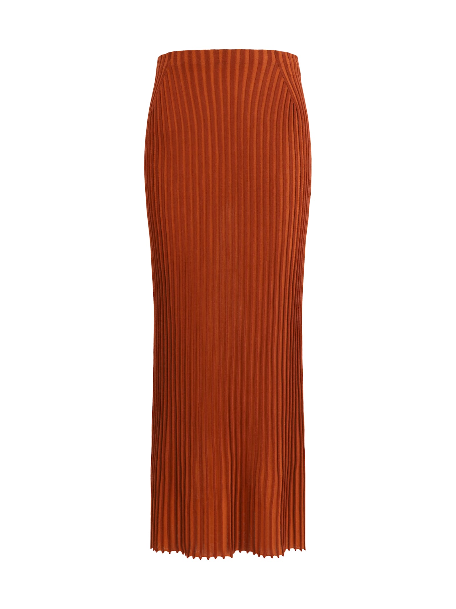 Gabriela Hearst Long Knitted Skirt With Narrow Ribs In Brown