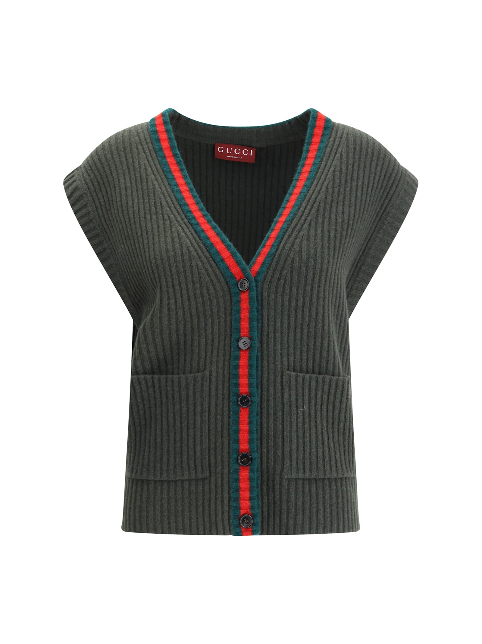 Gucci Wool Cardigan Vest In Green