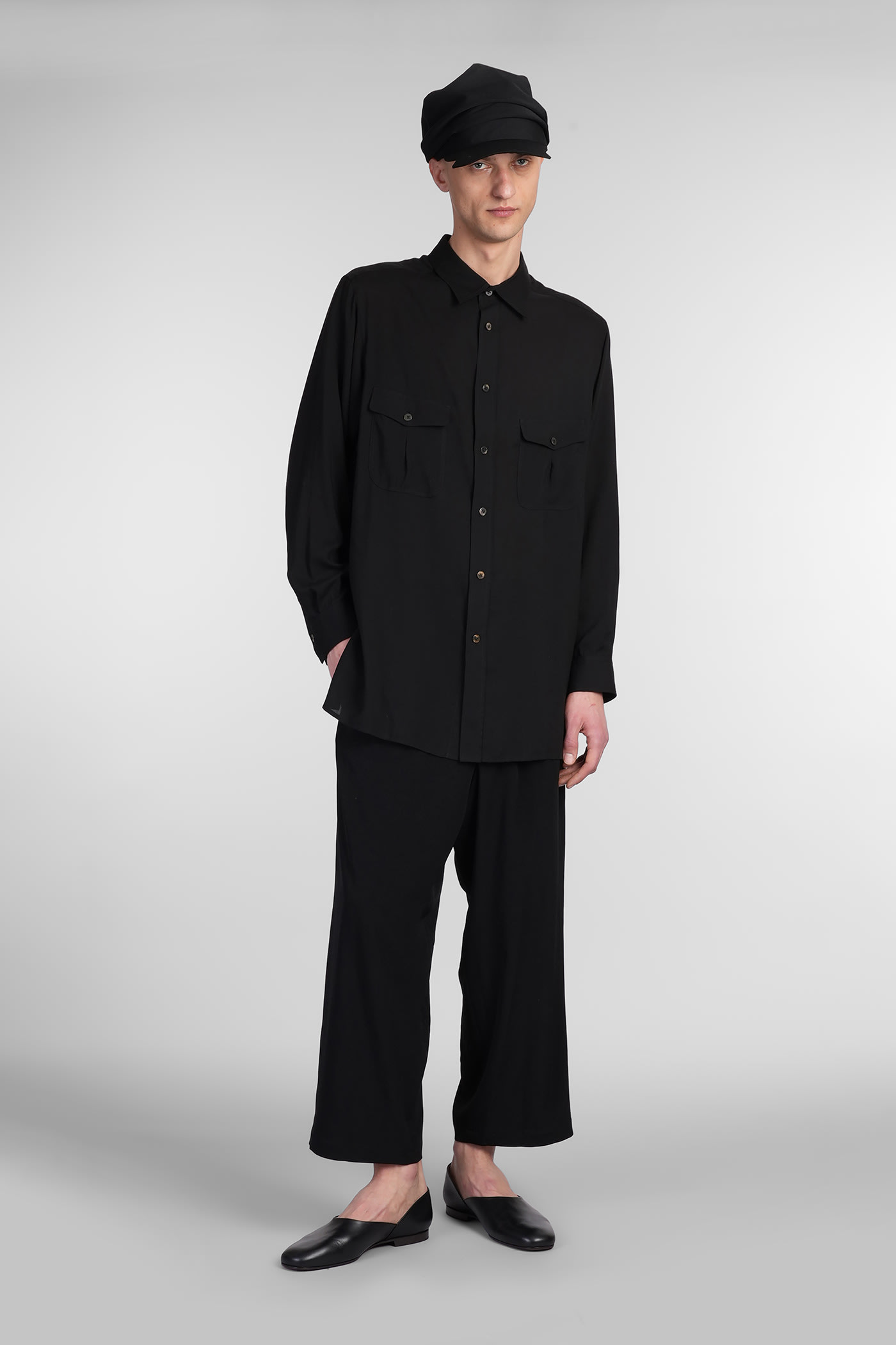 Shop Yohji Yamamoto Shirt In Black Cellulose