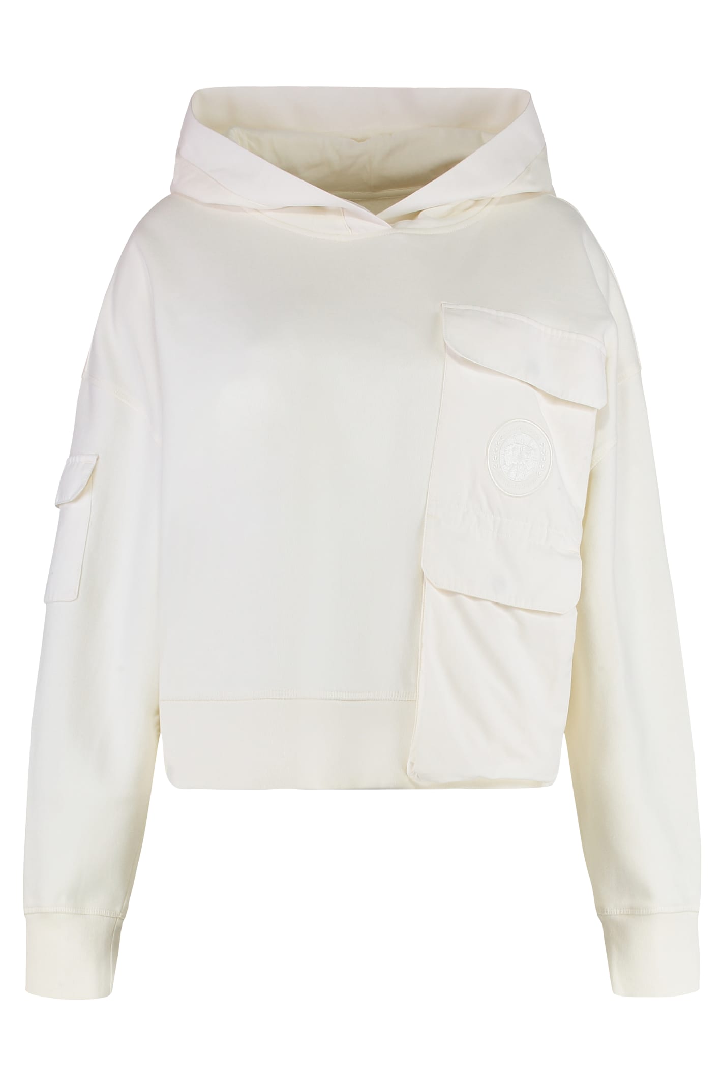 Canada Goose Cotton Hoodie With Front Pocket And Hood In White