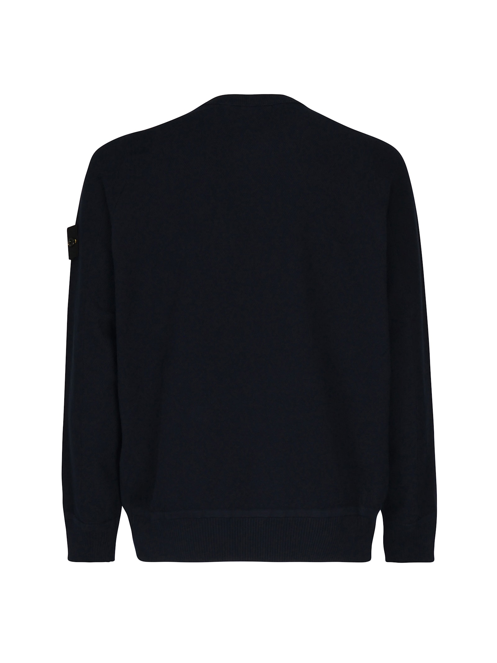 Stone Island Lightweight Wool Crew Neck Sweater With Raglan Sleeves Clothing In Black