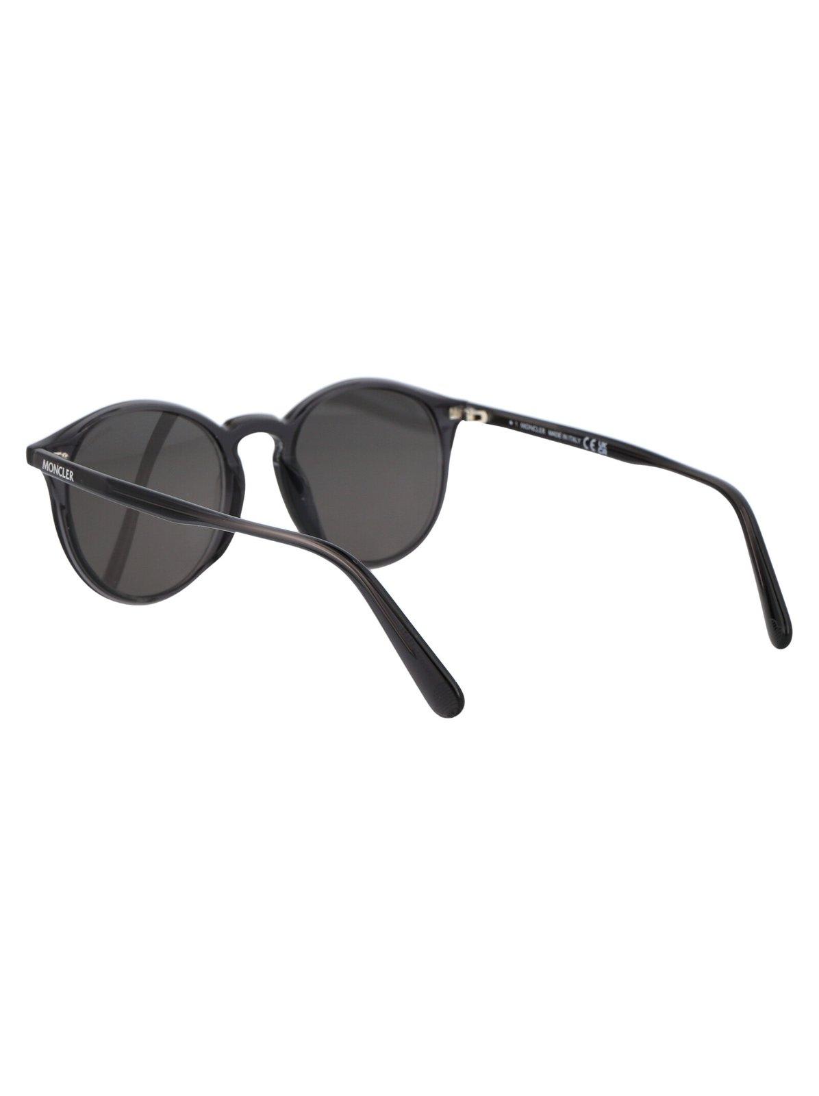 Shop Moncler Round Frame Sunglasses In 01d