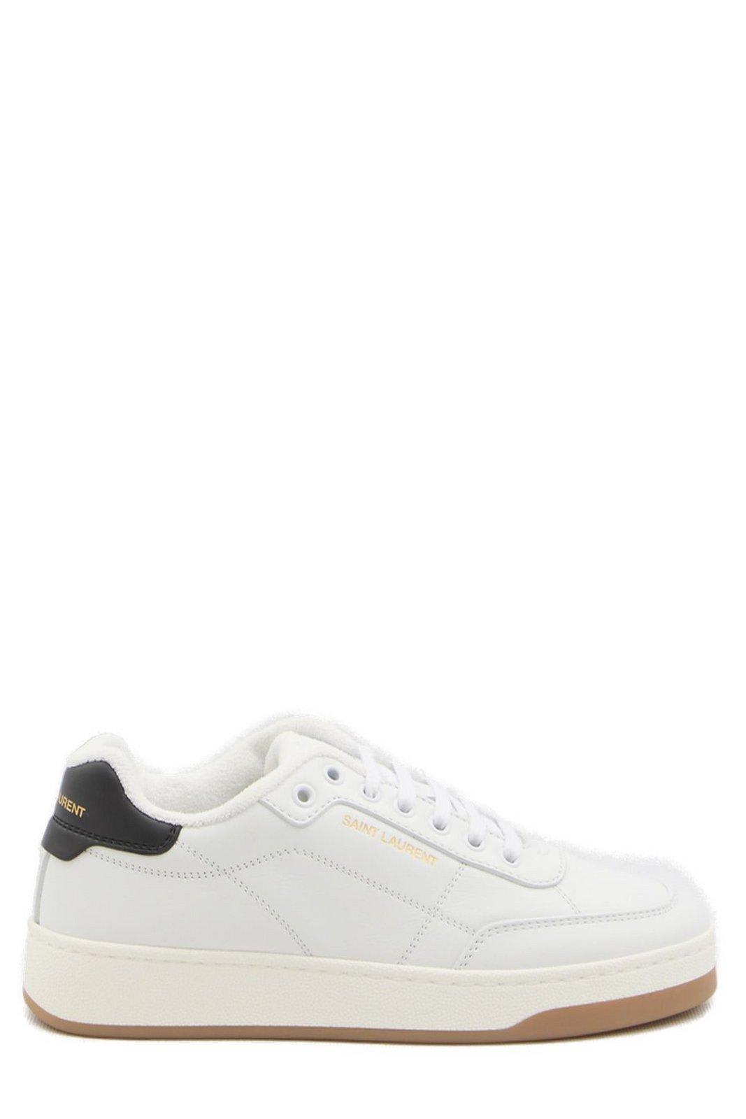 Saint Laurent Low-top Lace-up Sneakers In White
