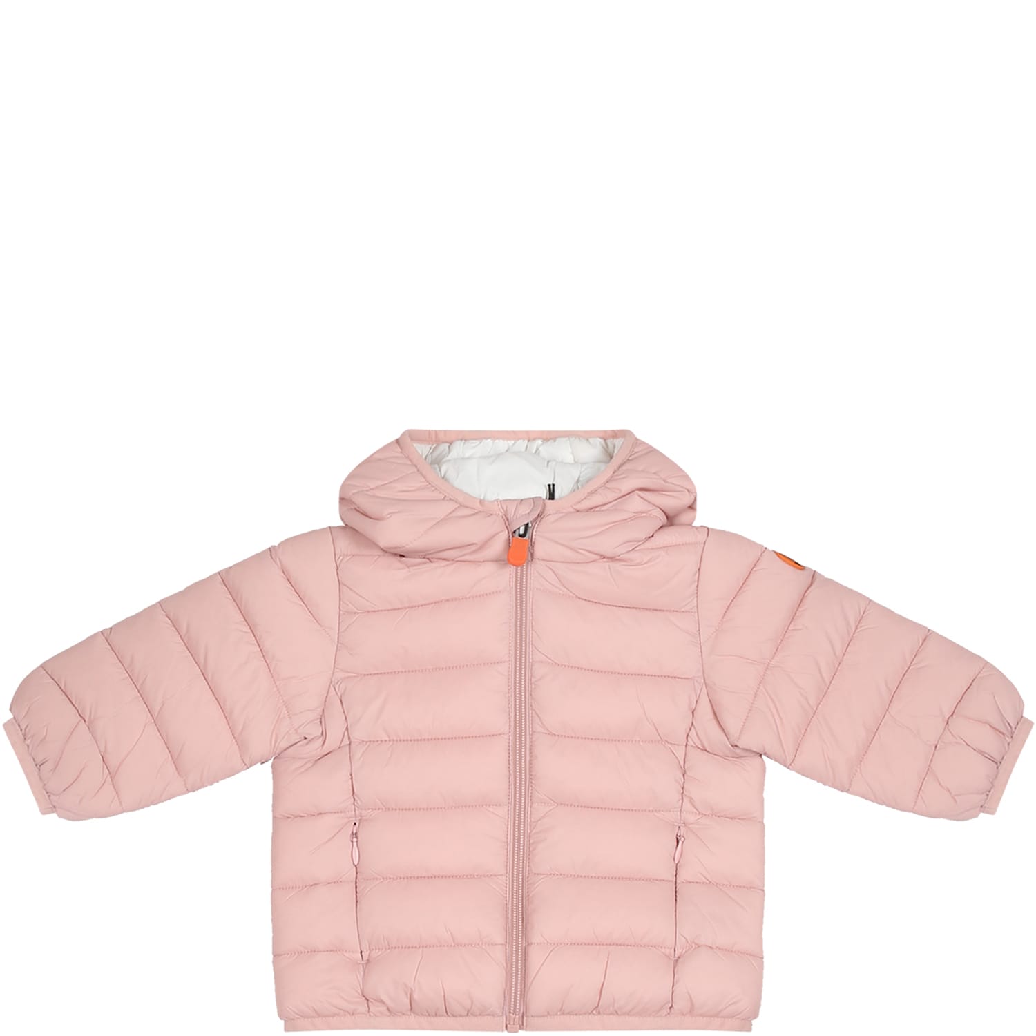 Shop Save The Duck Pink Jacket For Baby Girl With Logo