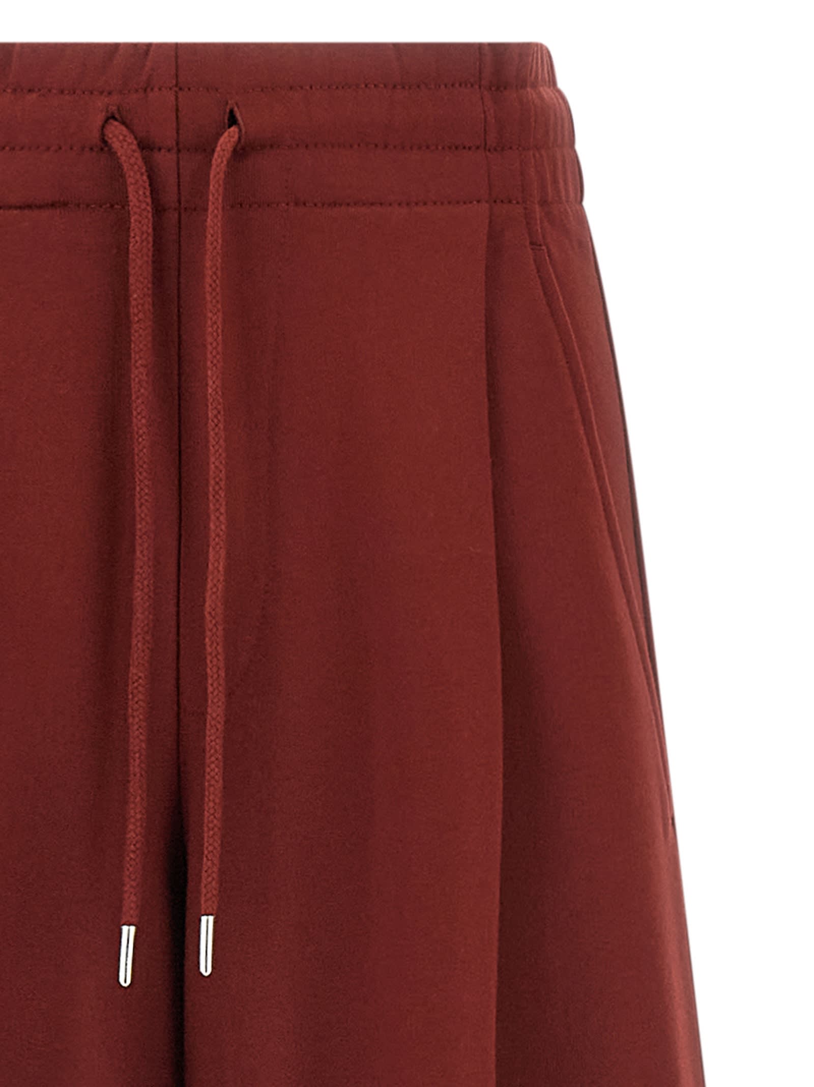 Dries Van Noten Hadium Pleated Cotton Wide Leg Sweatpants In Red