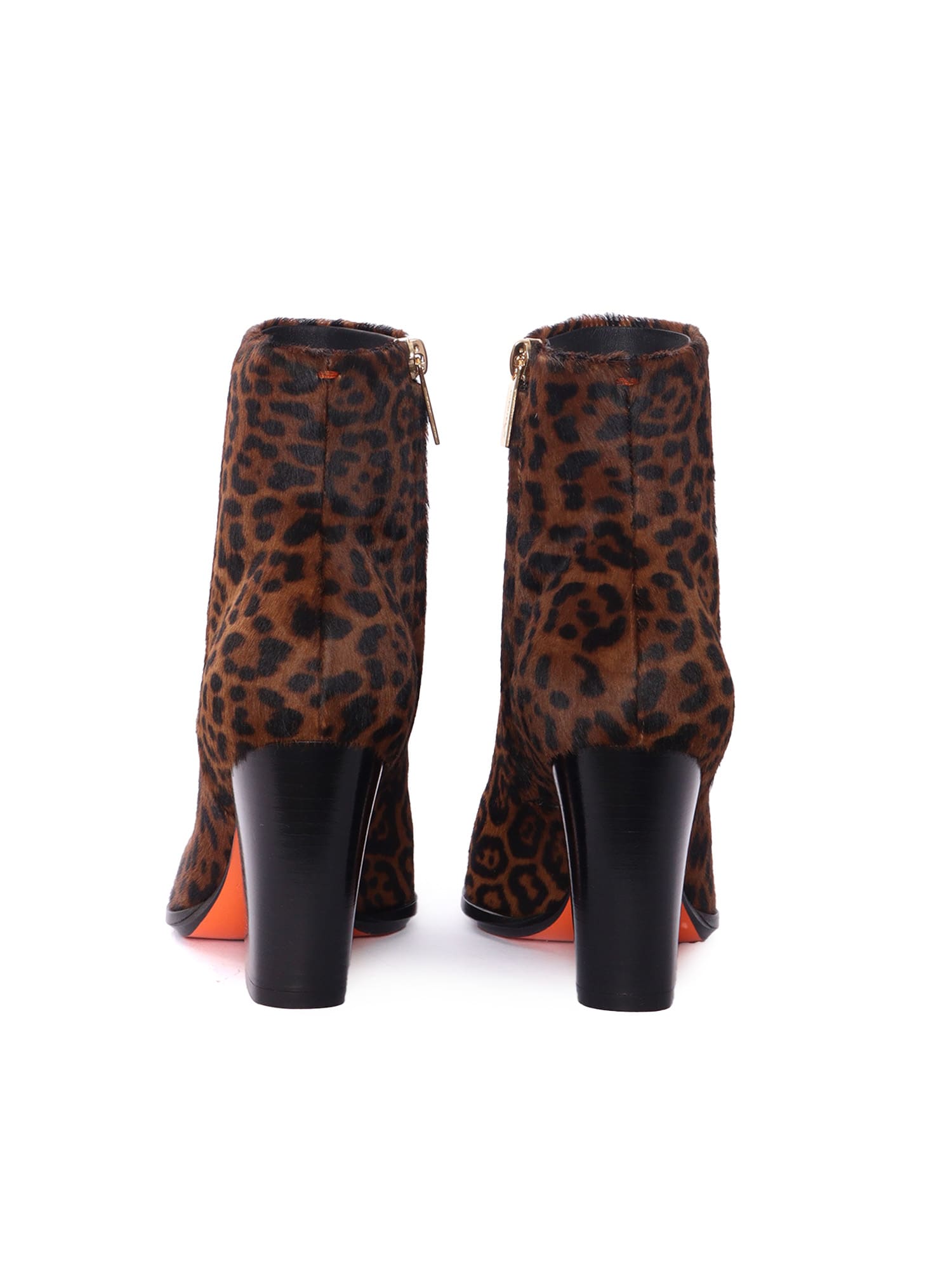 Santoni Leopard-print Block-heel Ankle Boots In Animal Print